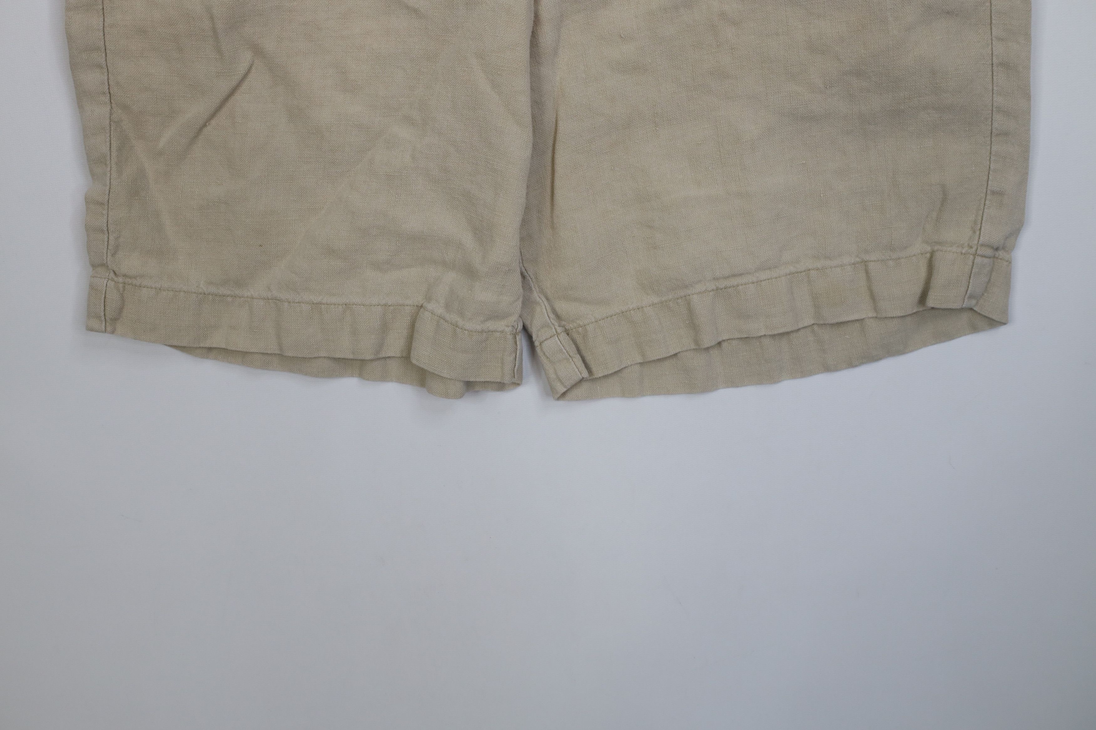 Ralph Lauren Vintage 90s Ralph Lauren Linen Above Knee Chino Shorts Beige Size US 34 / EU 50 - 4 Thumbnail