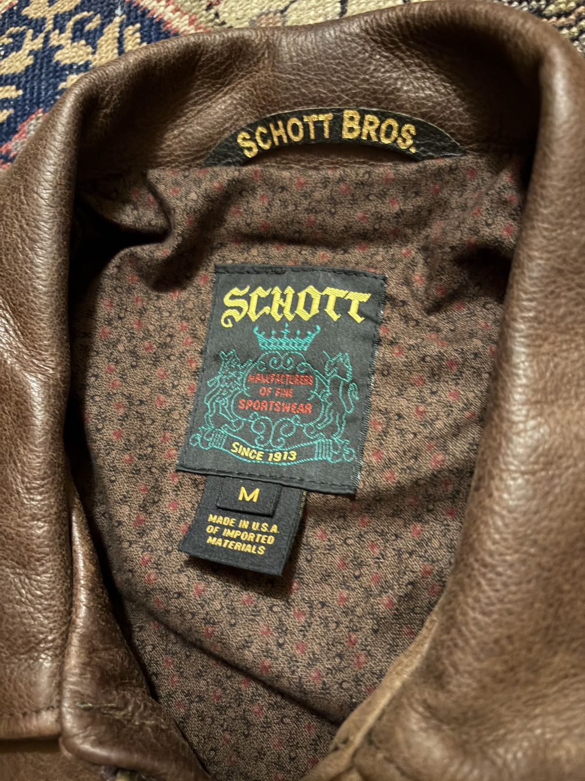 Schott Schott Men’s Waxy Buffalo Leather Sunset Jacket #543 Size US M / EU 48-50 / 2 - 4 Thumbnail