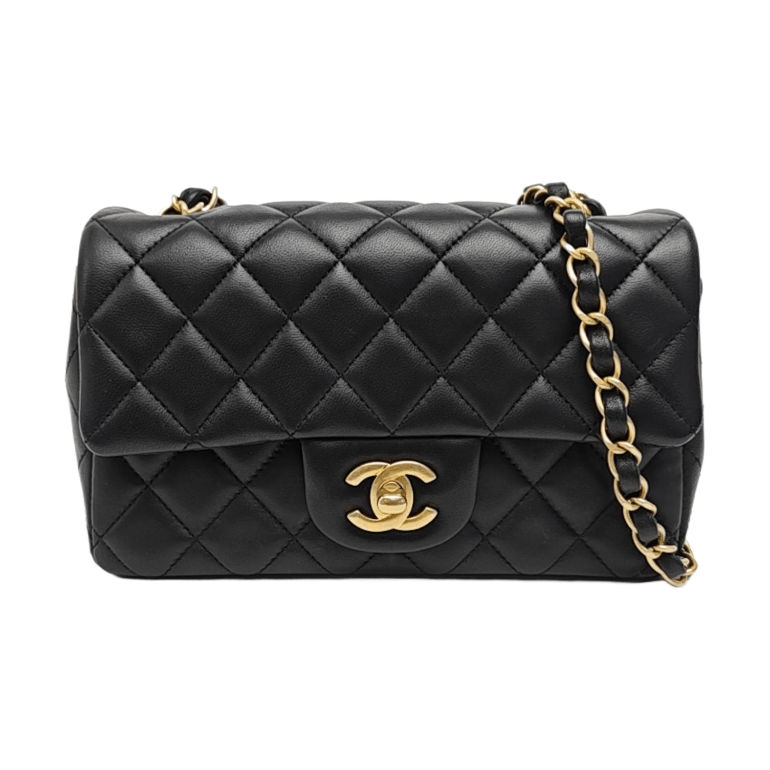 Chanel Classic Flap Quilted Lambskin Mini Shoulder Bag in Black, Women's