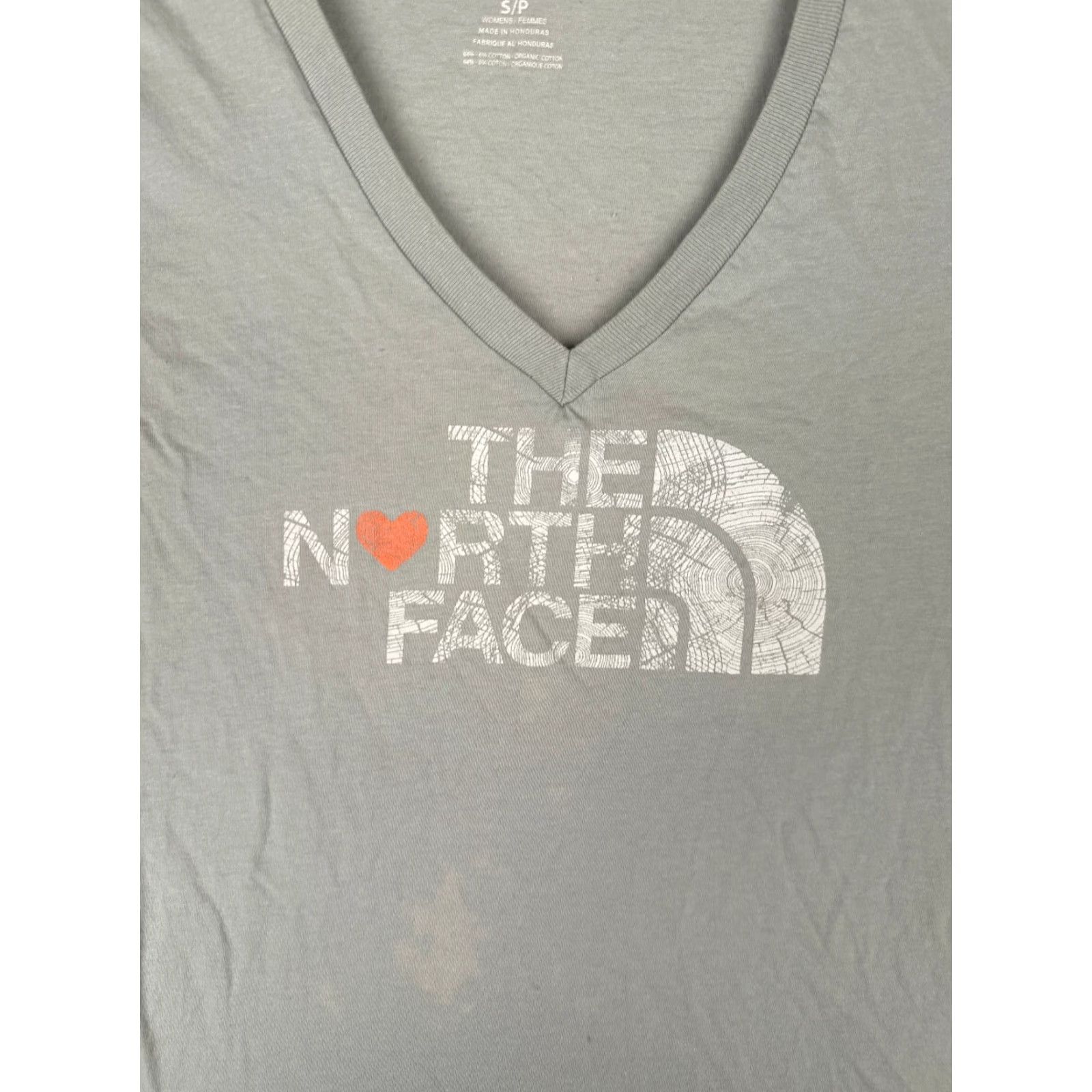 The North Face The North Face Shirt Women S Gray V-Neck Cotton Blend Basic Casual Short Sleeve T-Shirt Mens Womens Size S / US 4 / IT 40 - 6 Thumbnail
