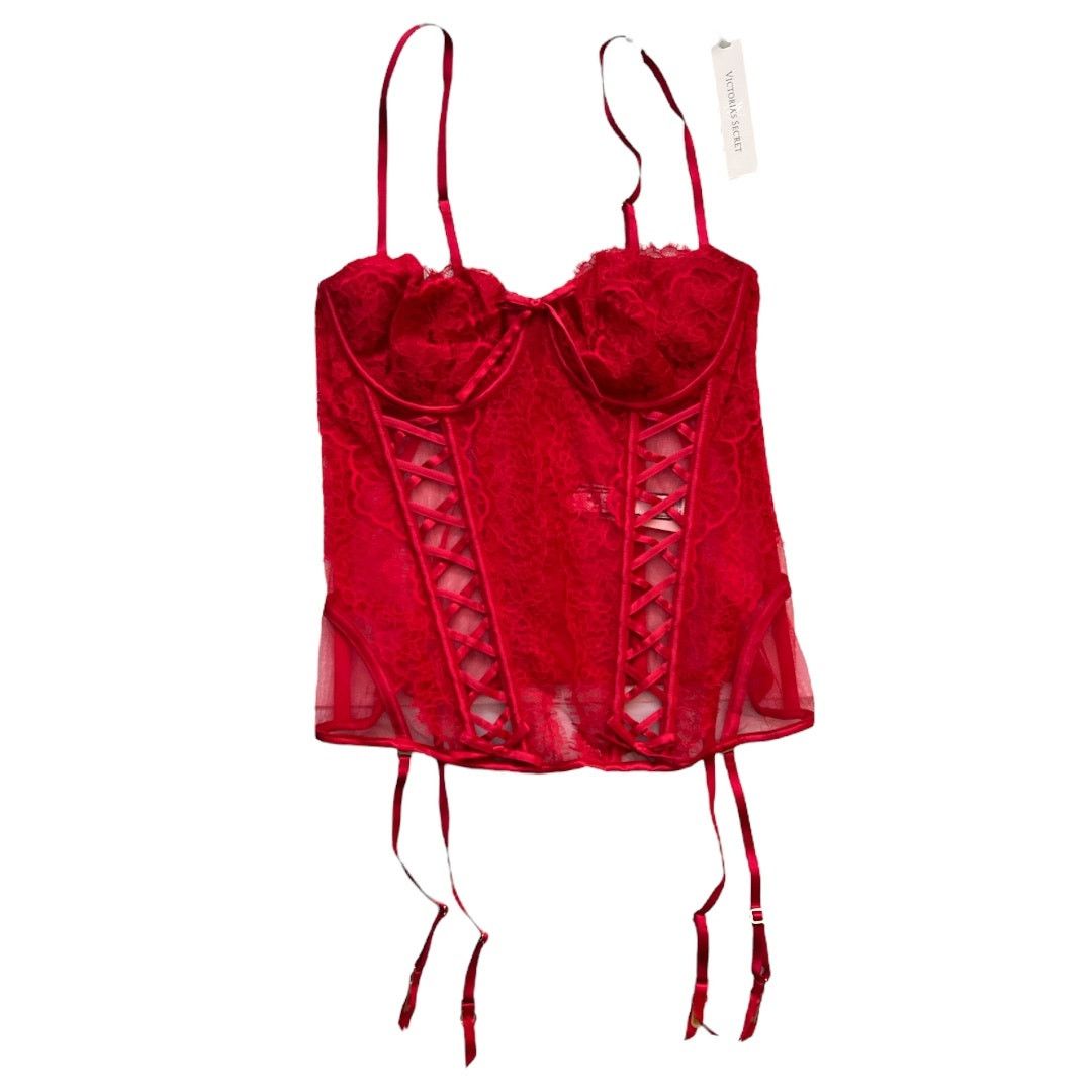 Victoria's Secret Victoria's Secret Red Lightly Lined Lace Corset Top, M Size ONE SIZE - 2 Thumbnail