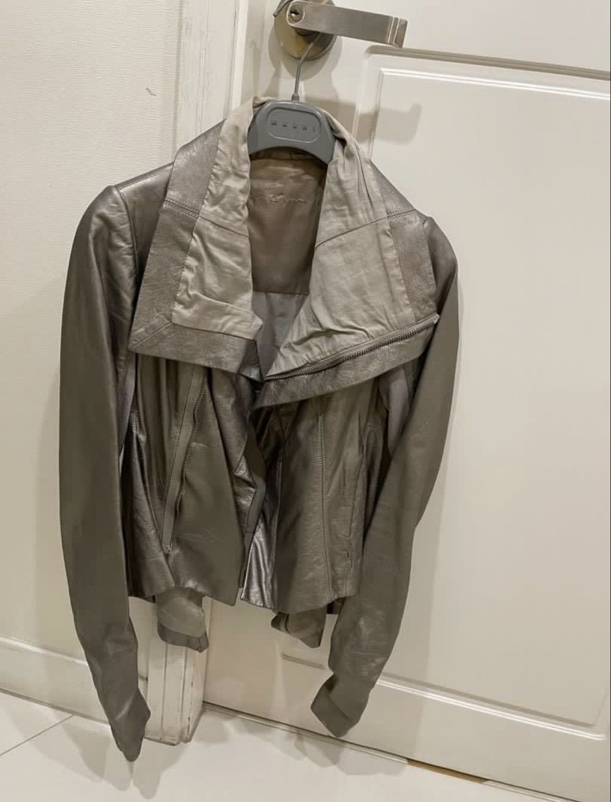 Rick Owens Rick Owen leather biker jacket metallic silver Size M / US 6-8 / IT 42-44 - 3 Thumbnail