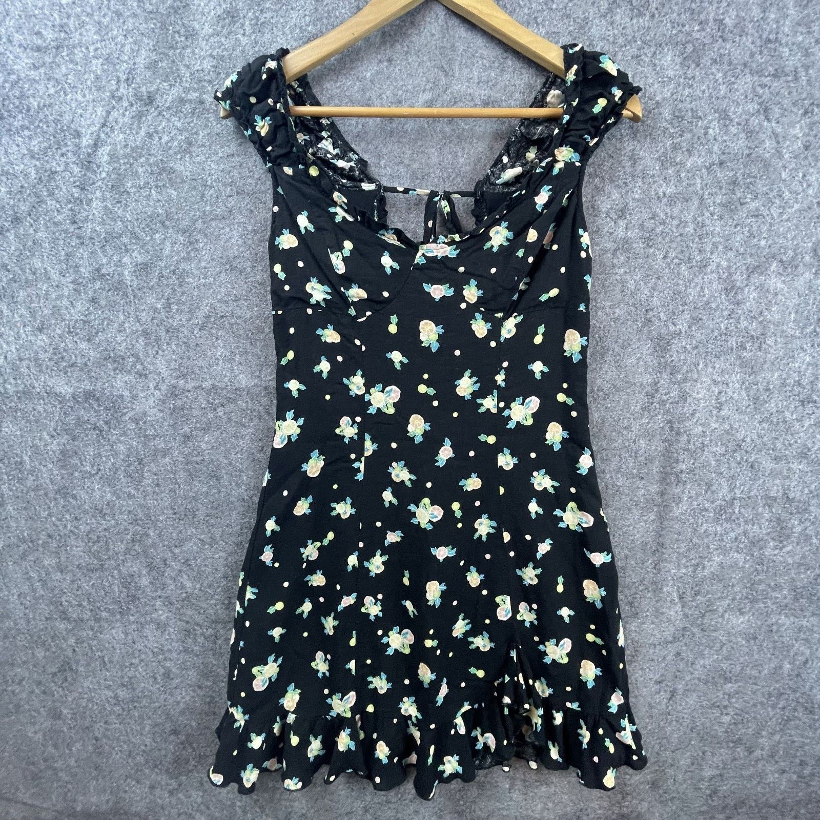 Free People Free People Dress M Black Ruffle Tie Back Picnic Summer Boho Size M / US 6-8 / IT 42-44 - 1 Thumbnail