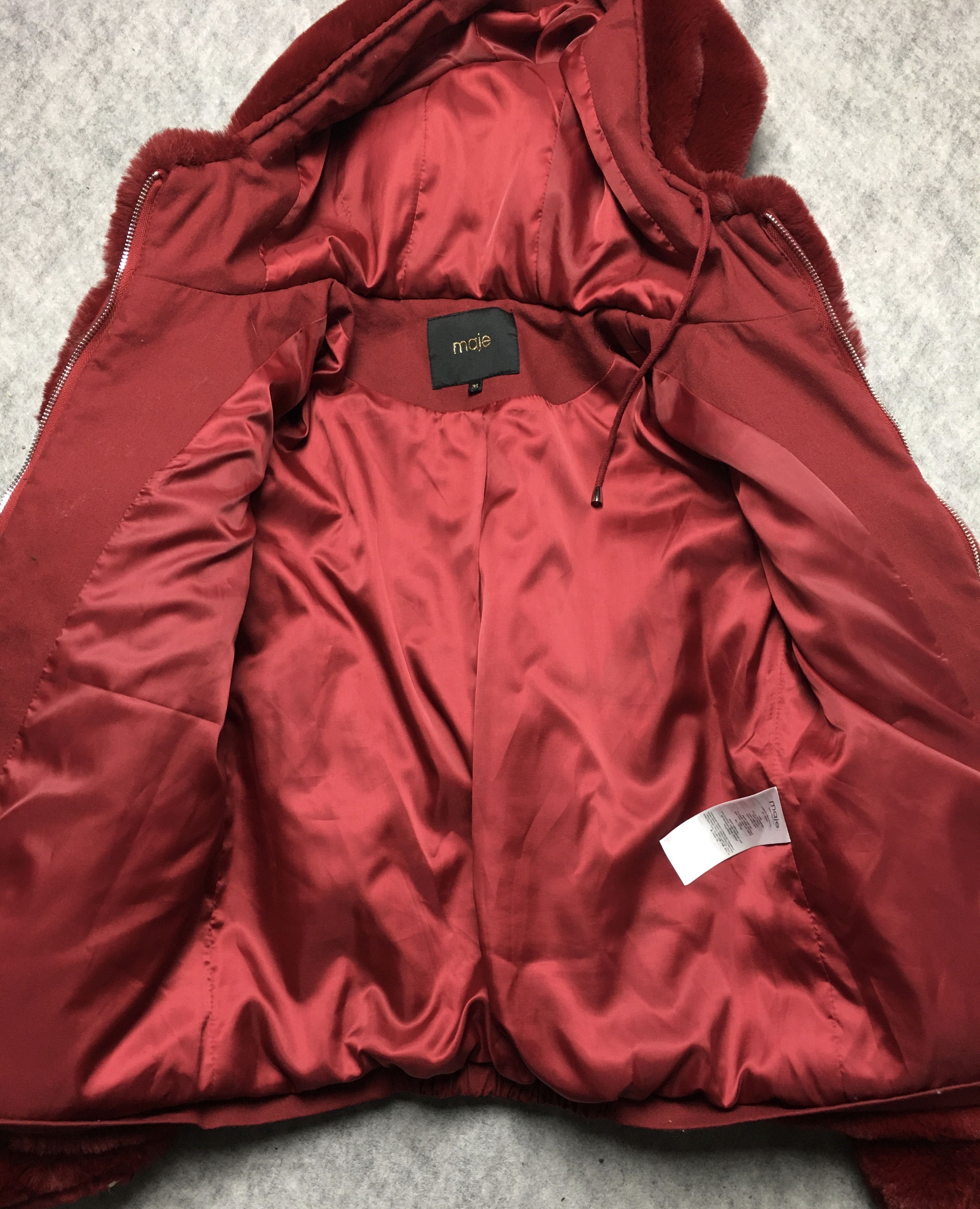 Maje MAJE Burgundy Faux Fur Jacket Size EU 36 Size S / US 4 / IT 40 - 11 Thumbnail