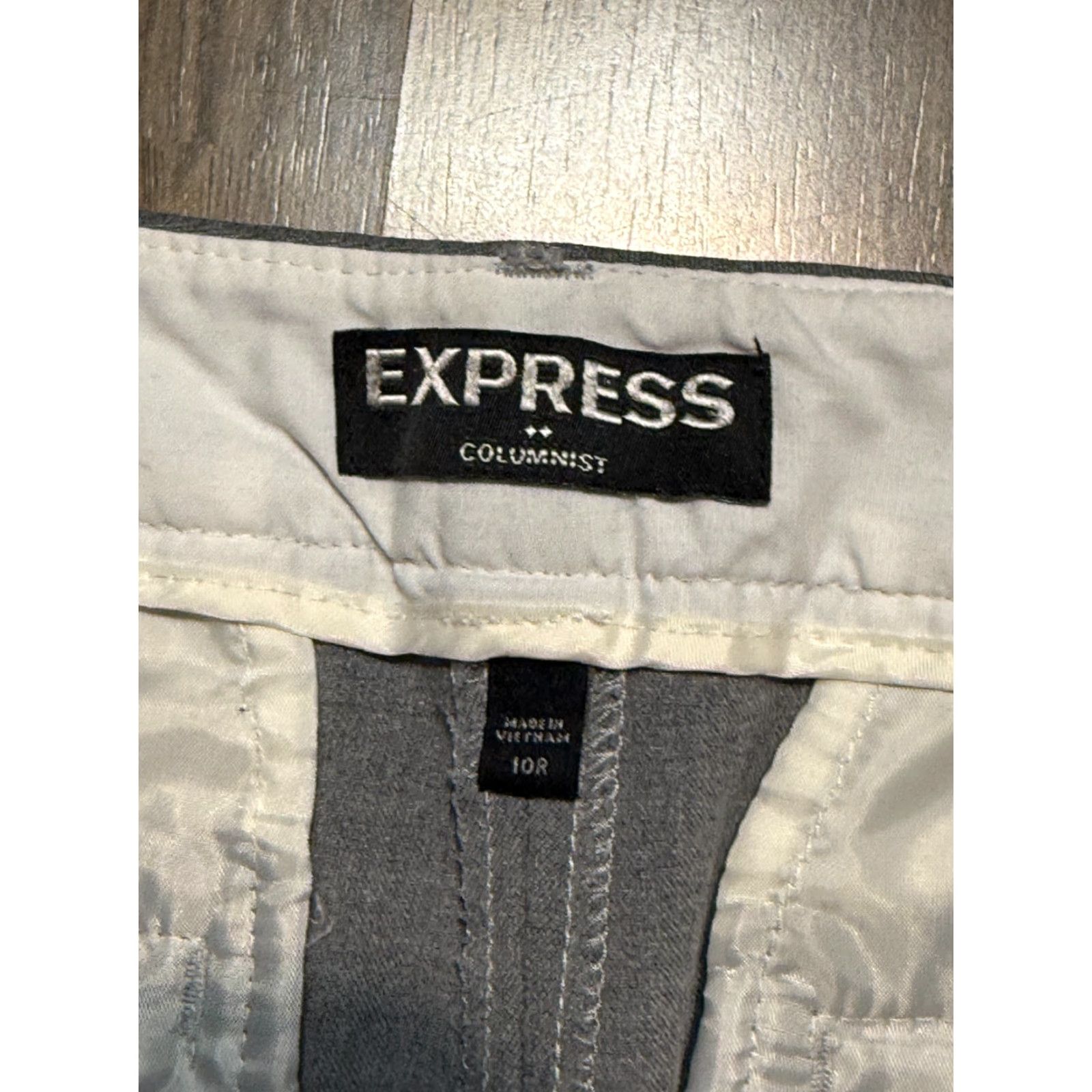 Express Express Pants Women's 10R Gray Flat Front Straight Dress Pants Shirt? Size 32" / US 10 / IT 46 - 4 Thumbnail