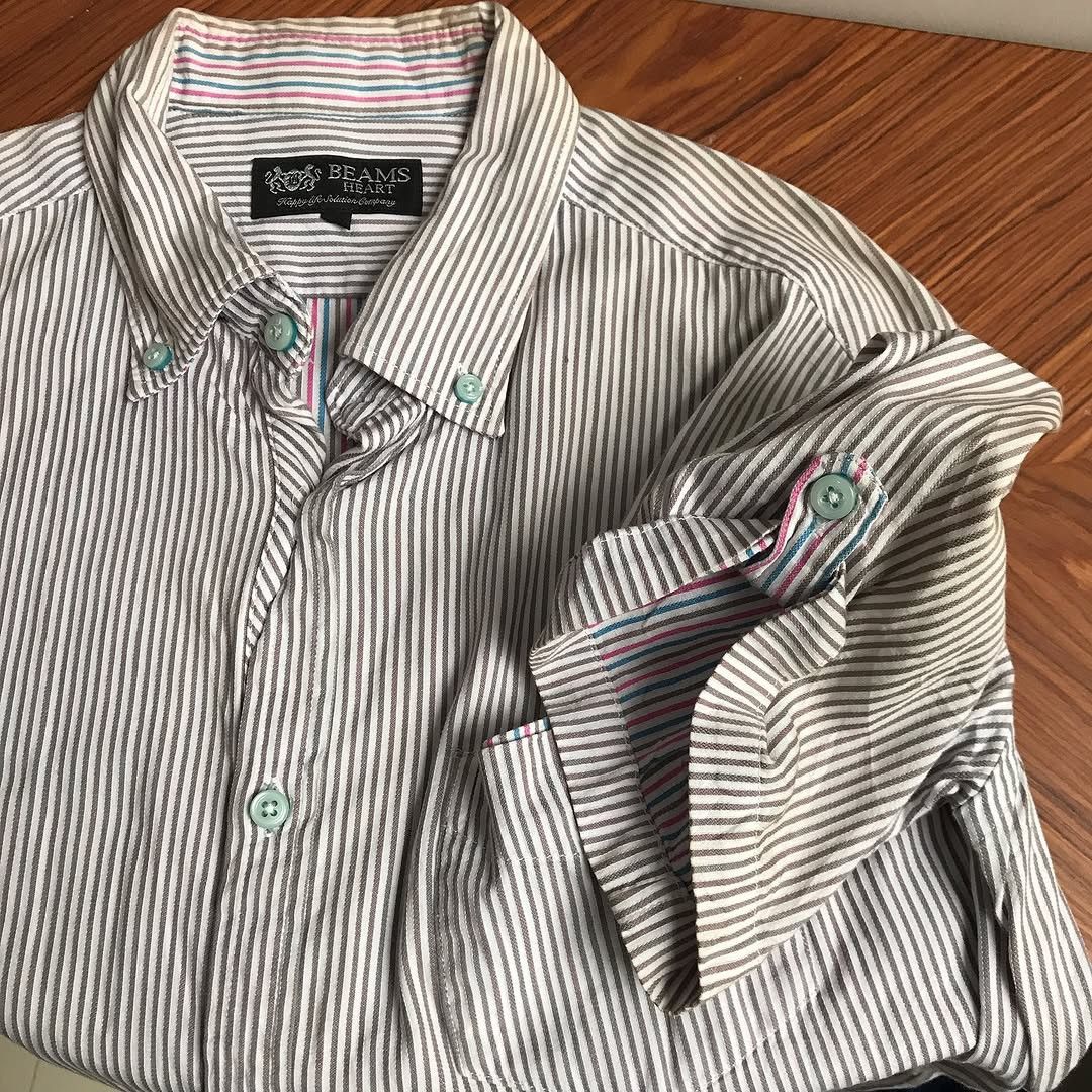 Beams Japan × Beams Plus Vintage Beams Heart Shirt brown stripes White japan Folding Size US L / EU 52-54 / 3 - 2 Thumbnail