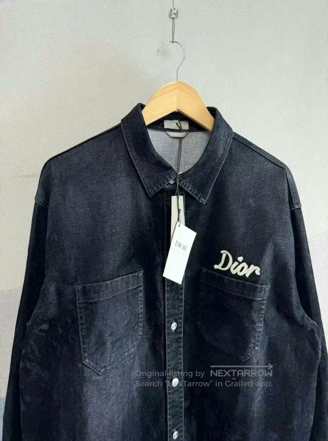 Dior Dark Blue Suede Work Shirt Size 43.