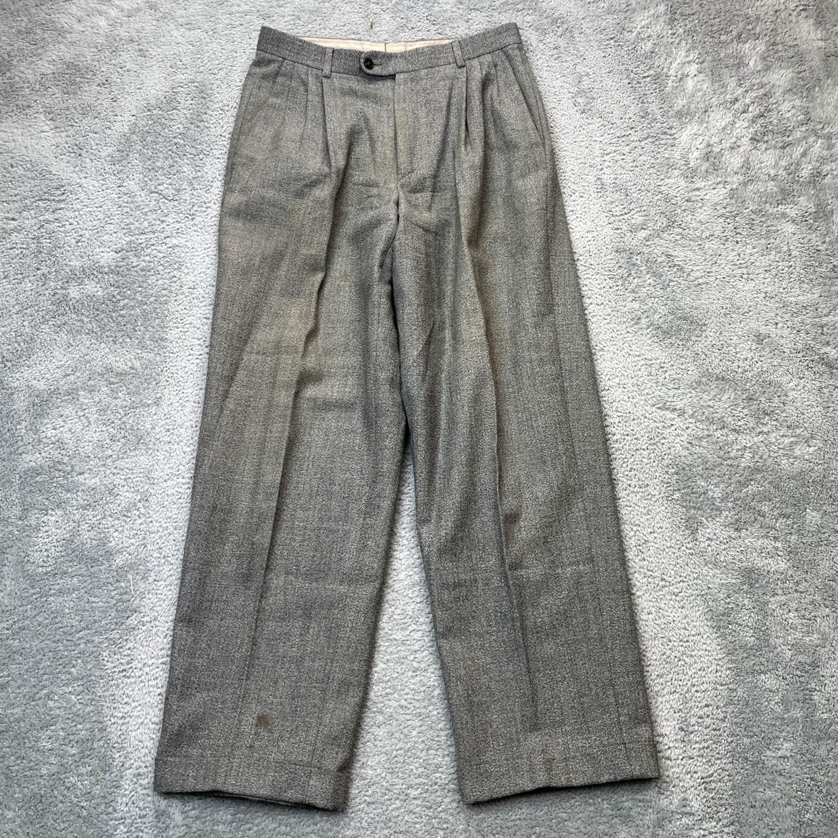 Zanella Zanella Pants Mens Medium Gray Wool Lined Cuffed Straight Leg Dress Pants, 30 Inseam, Regular Fit, Button/Zip, Dry Clean Only, Preppy Wedding Bagups? Size US 31 - 2 Thumbnail
