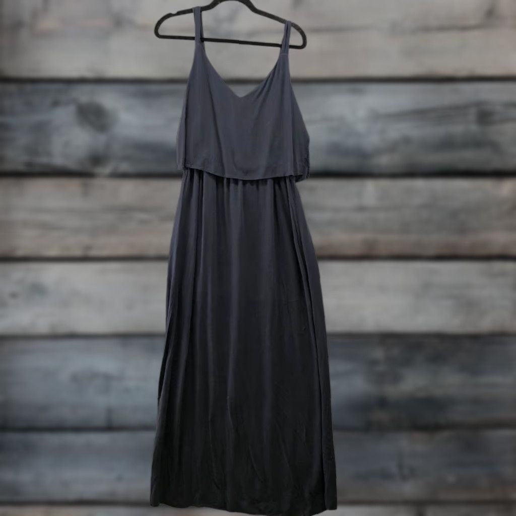 Zara ZARA Sleeveless Maxi Dress Womens S Blue Crepe V-Neck Cami Side Slits  Casual | Grailed