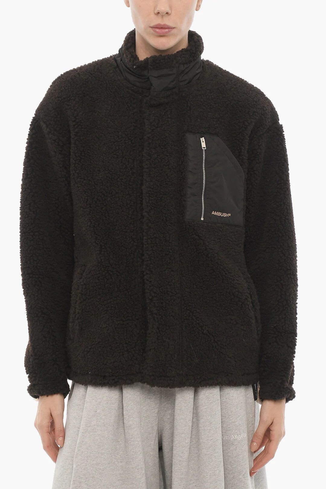 Ambush Design og1mm0426 Two-Tone Fleece Jacket in Beige & Brown Size S / US 4 / IT 40 - 1 Thumbnail
