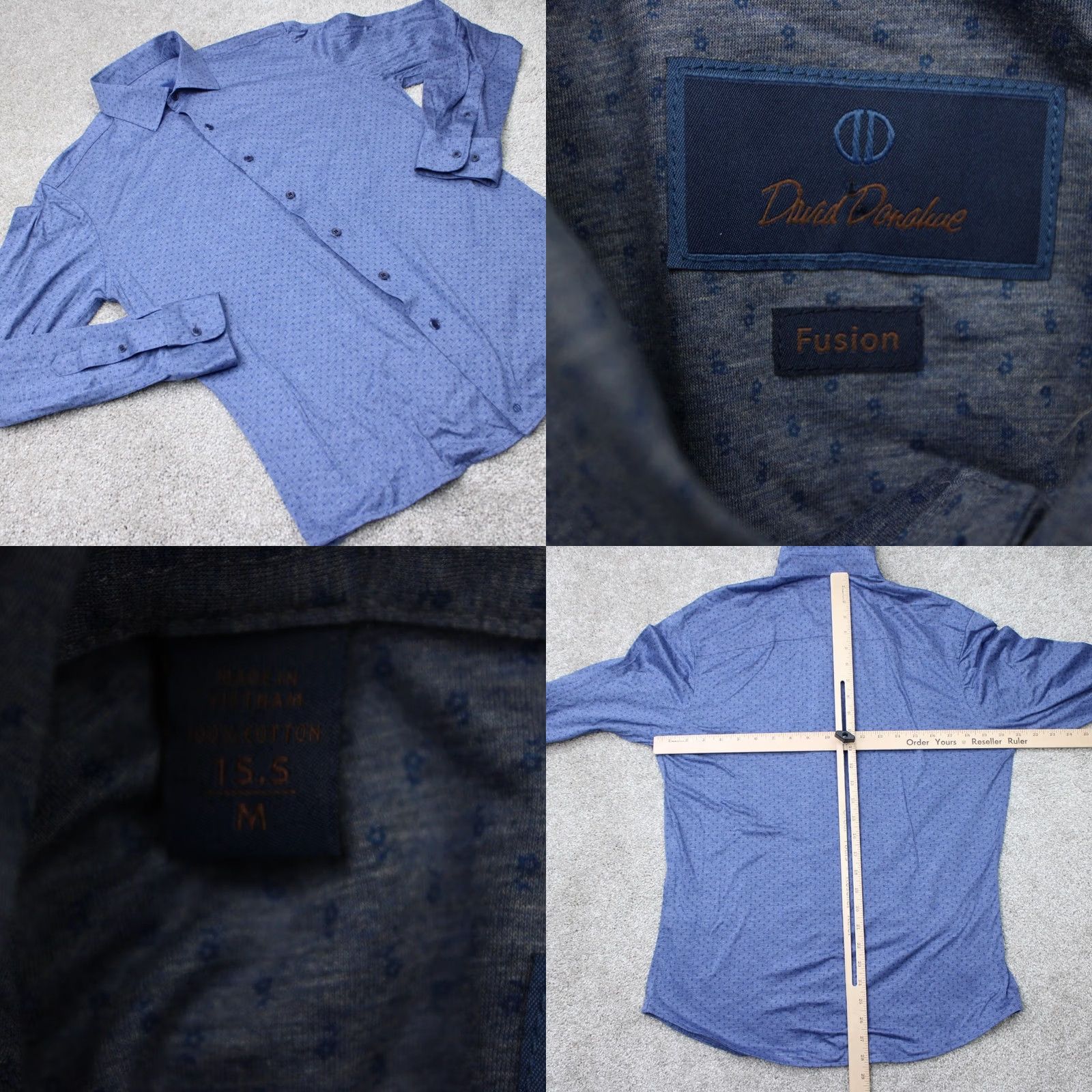 David Donahue David Donahue Shirt Mens 15 Medium Blue Fusion 100% Cotton Long Sleeve Button Dress Shirt Size US M / EU 48-50 / 2 - 8 Thumbnail