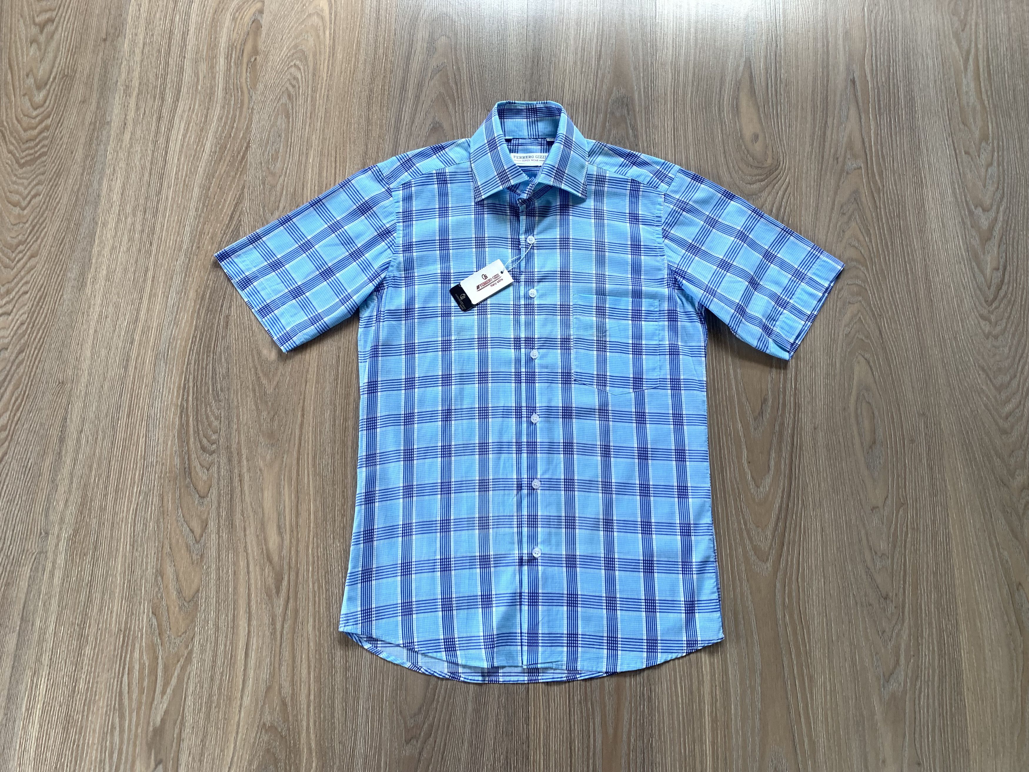 Other Ferrero Gizzi Blue Plaid Slim Fit Short Sleeve Shirt Size US M / EU 48-50 / 2 - 1 Thumbnail