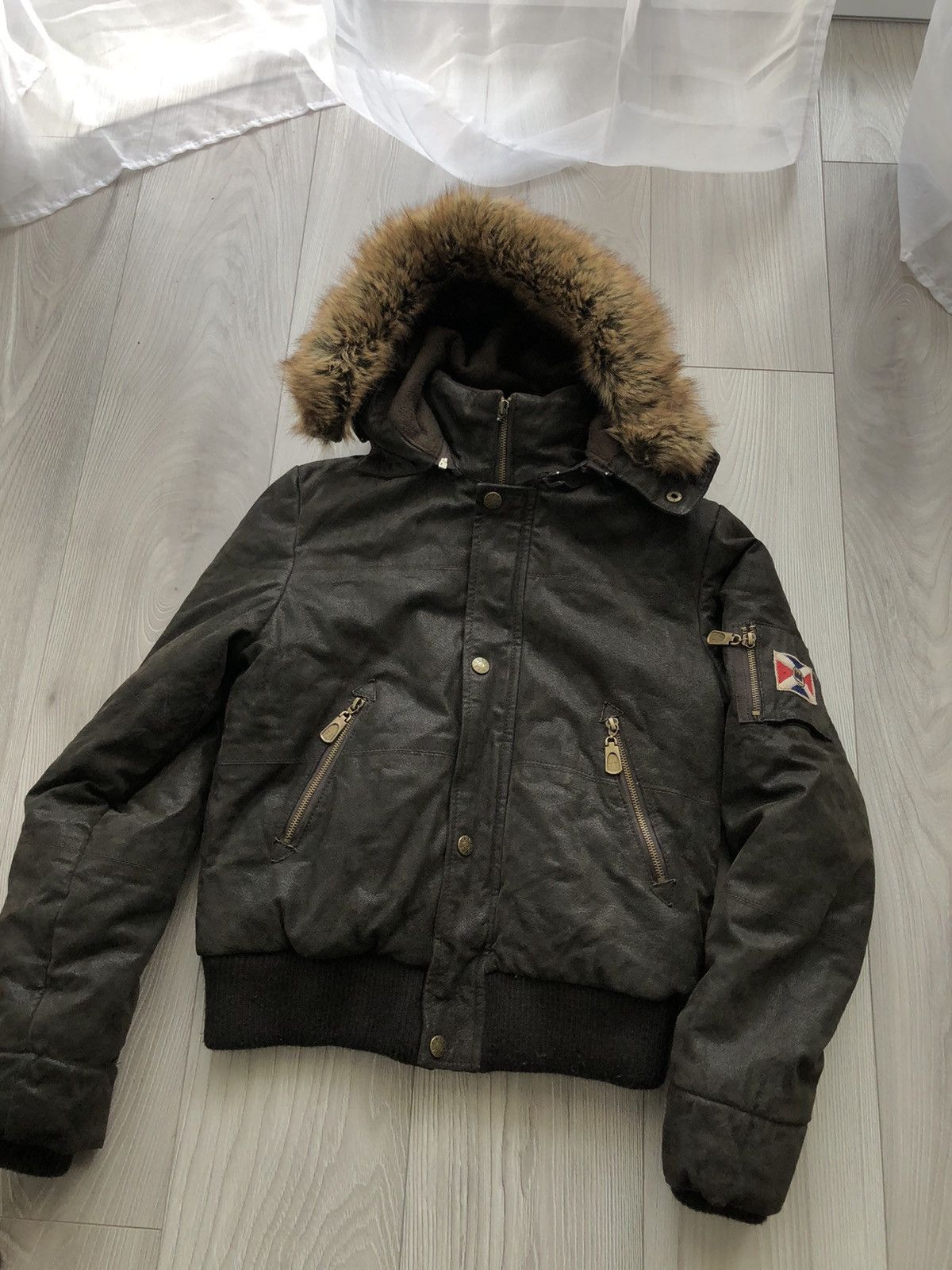 down-lined leather jacket vintage S80