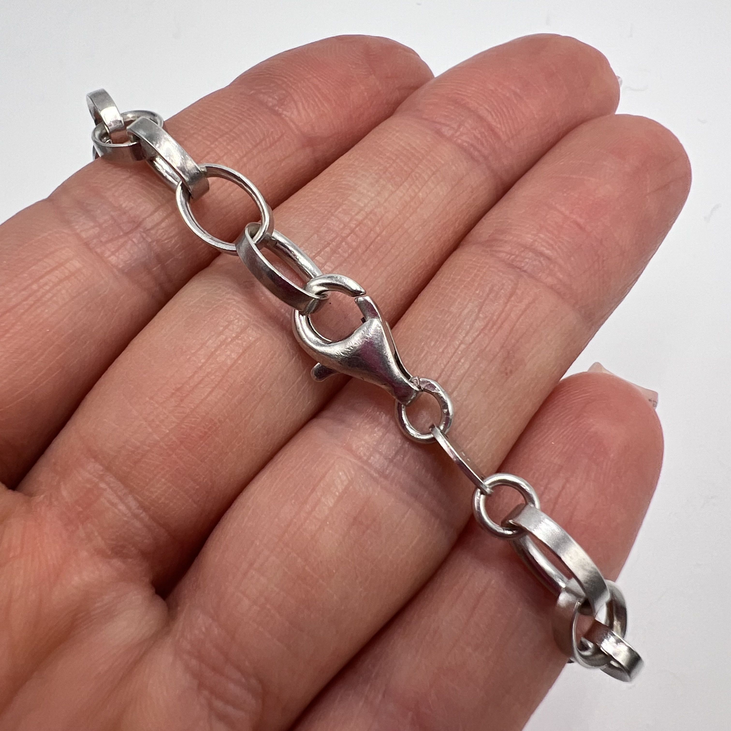 Sterling Silver Vintage Bracelet Chain Sterling Silver 925 Jewelry 8.40gr Size ONE SIZE - 4 Thumbnail