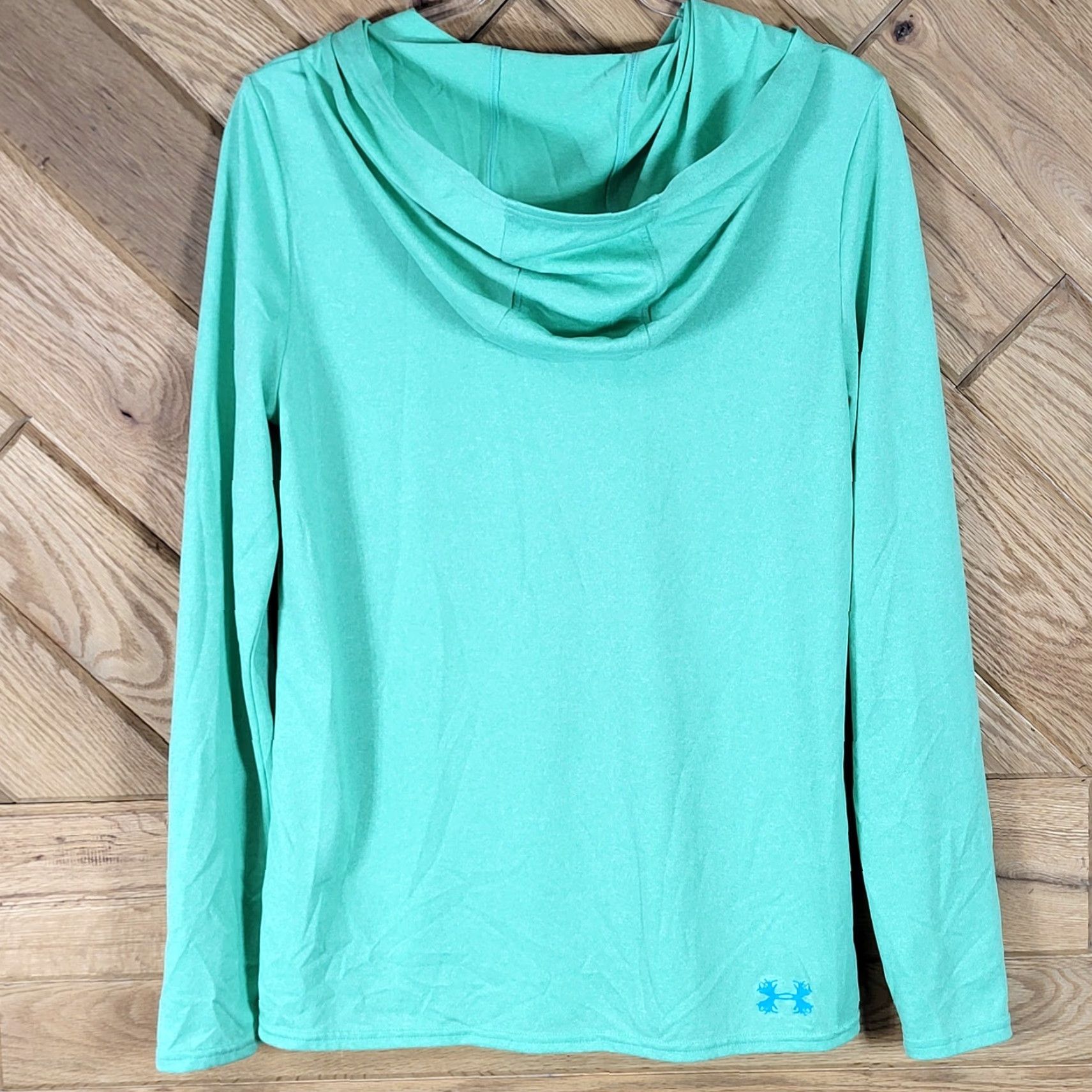 Under Armour Under Armour Hoodie Shirt Mens M Allseasongear Teal Green Semi-Fitted Hooded Lightweight Breathable Gym Running Training Size US M / EU 48-50 / 2 - 5 Thumbnail