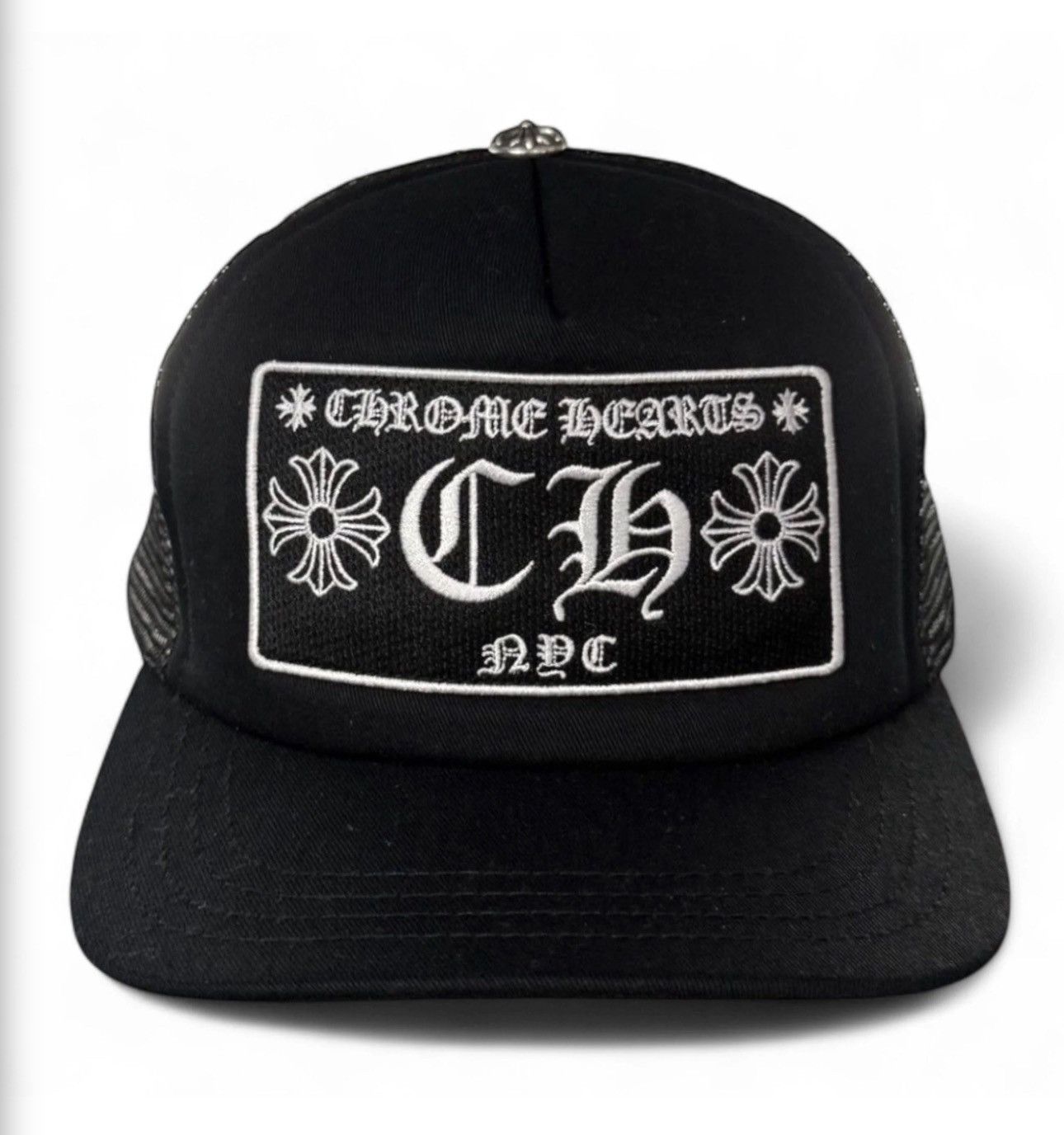 Chrome Hearts Chrome Hearts NYC Exclusive CH Patch Trucker Hat Black White Size ONE SIZE - 1 Thumbnail