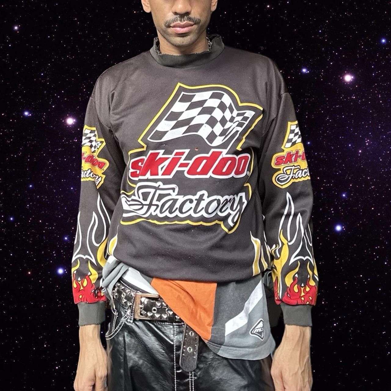 Ski-Doo Vintage Ski Doo Black Flame Motocross Racing Jersey - XXL Size US XXL / EU 58 / 5 - 1 Thumbnail