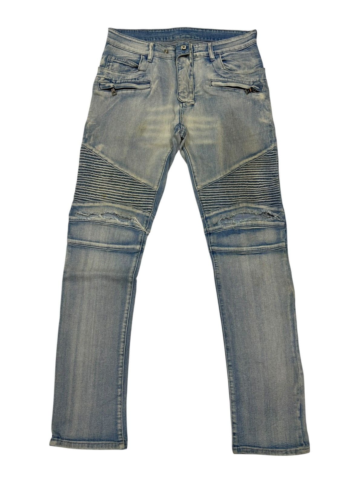 Other BALMAIN BIKER DENIM ZIPPER DISTRESSED DENIM JEANS Size US 32 / EU 48 - 8 Thumbnail