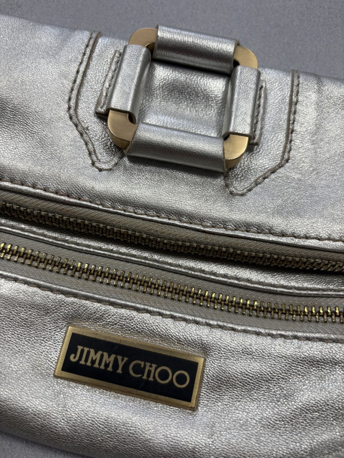 Jimmy Choo Jimmy Choo Metallic Silver Wristlet Clutch Bag Leather Size ONE SIZE - 4 Thumbnail