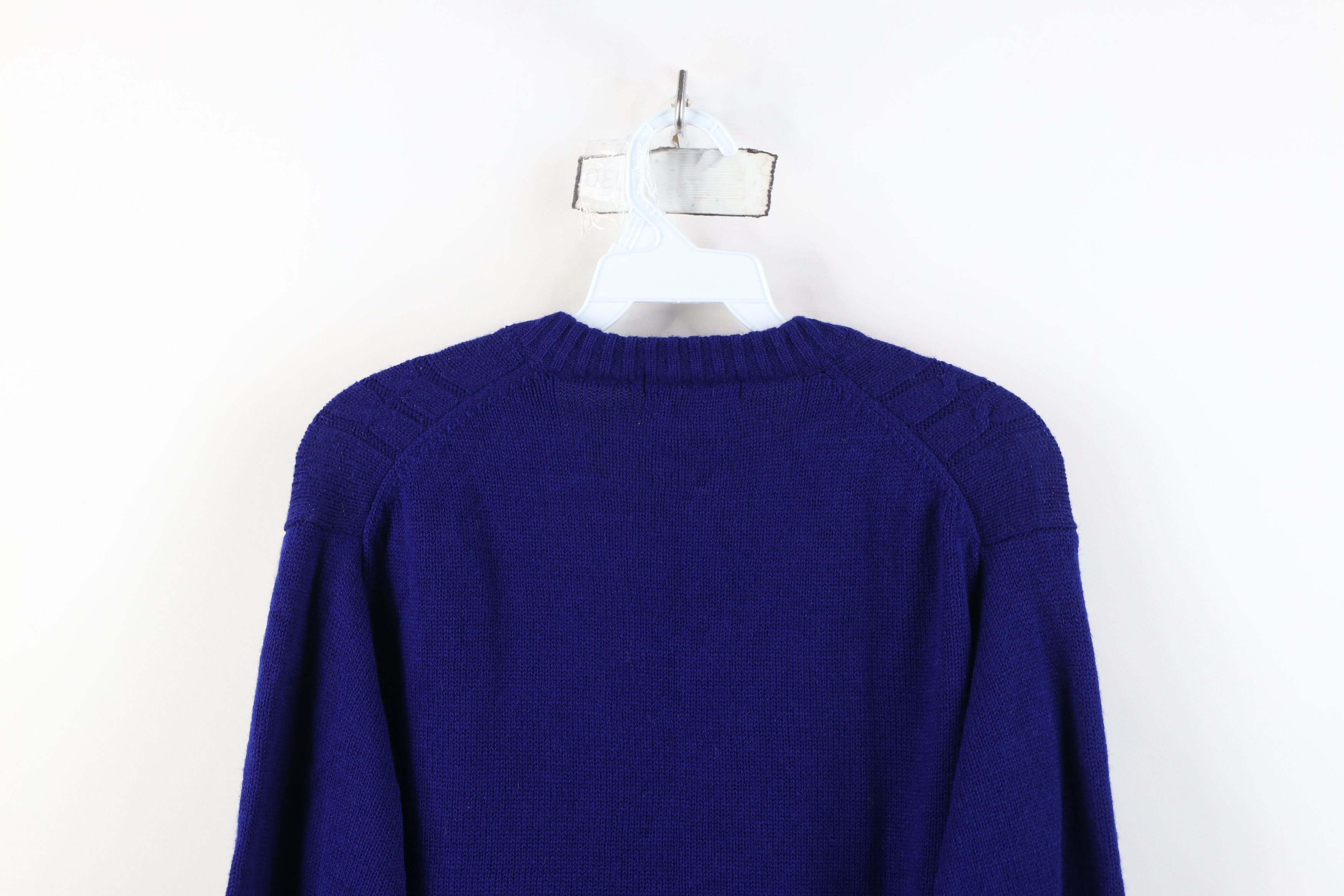 Vintage Vintage 70s Streetwear Ribbed Cable Knit V-Neck Sweater Blue Size L / US 10 / IT 46 - 10 Thumbnail