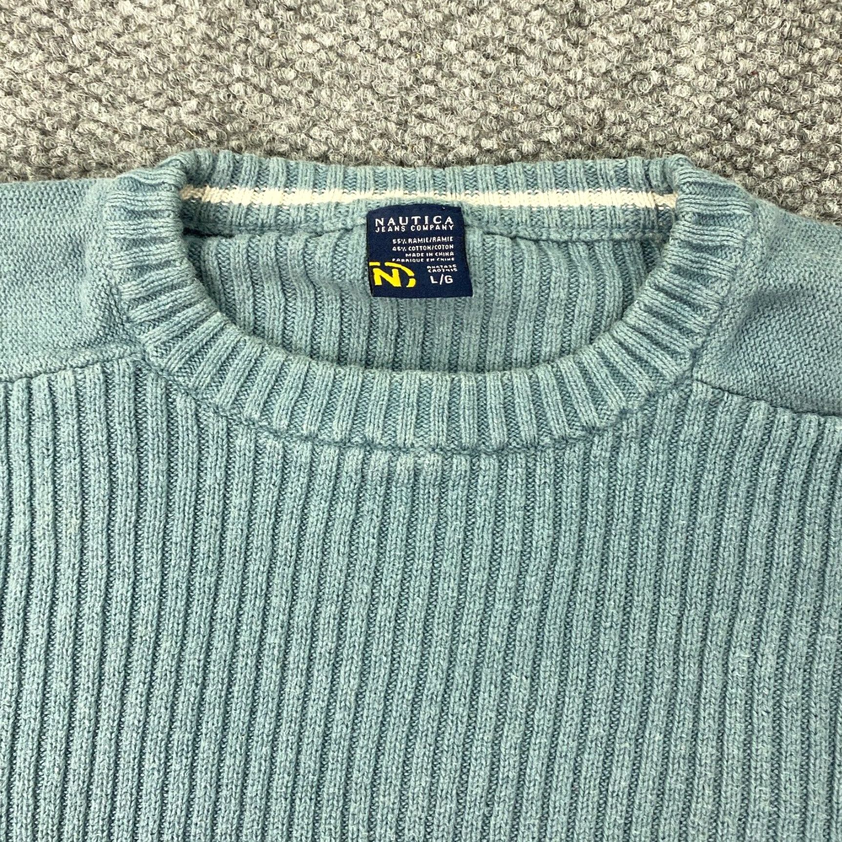 Nautica VINTAGE Nautica Men’s Blue Embroidered Knit Sweater Large Crewneck Pullover Casual Size US L / EU 52-54 / 3 - 2 Thumbnail