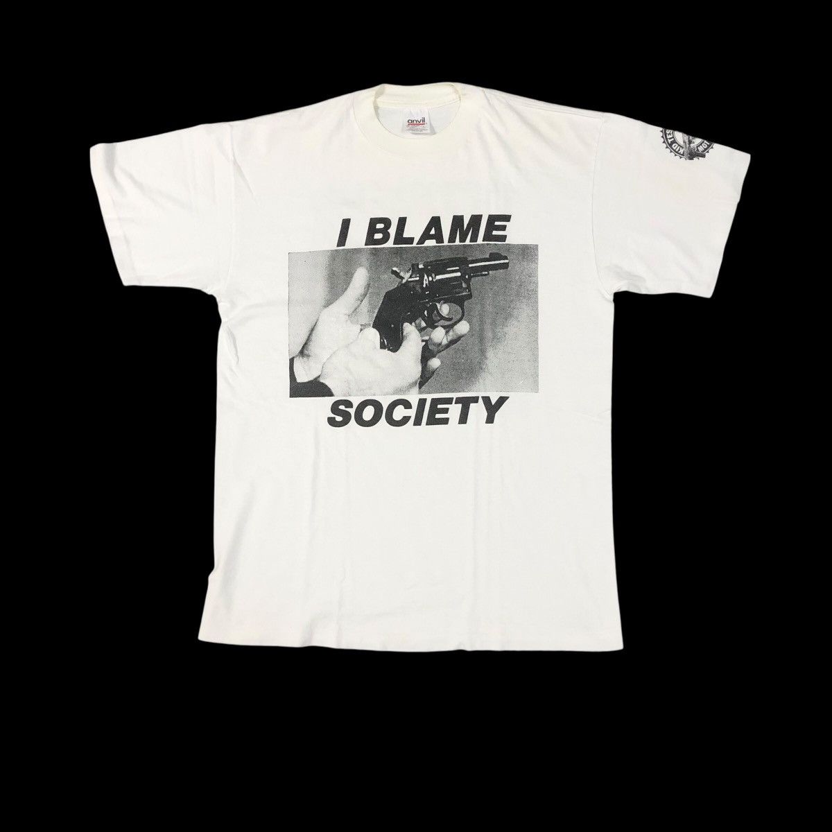 Vintage Vintage 90s Don Rock I Blame Society Terror Worldwide Shirt Size US L / EU 52-54 / 3 - 2 Thumbnail