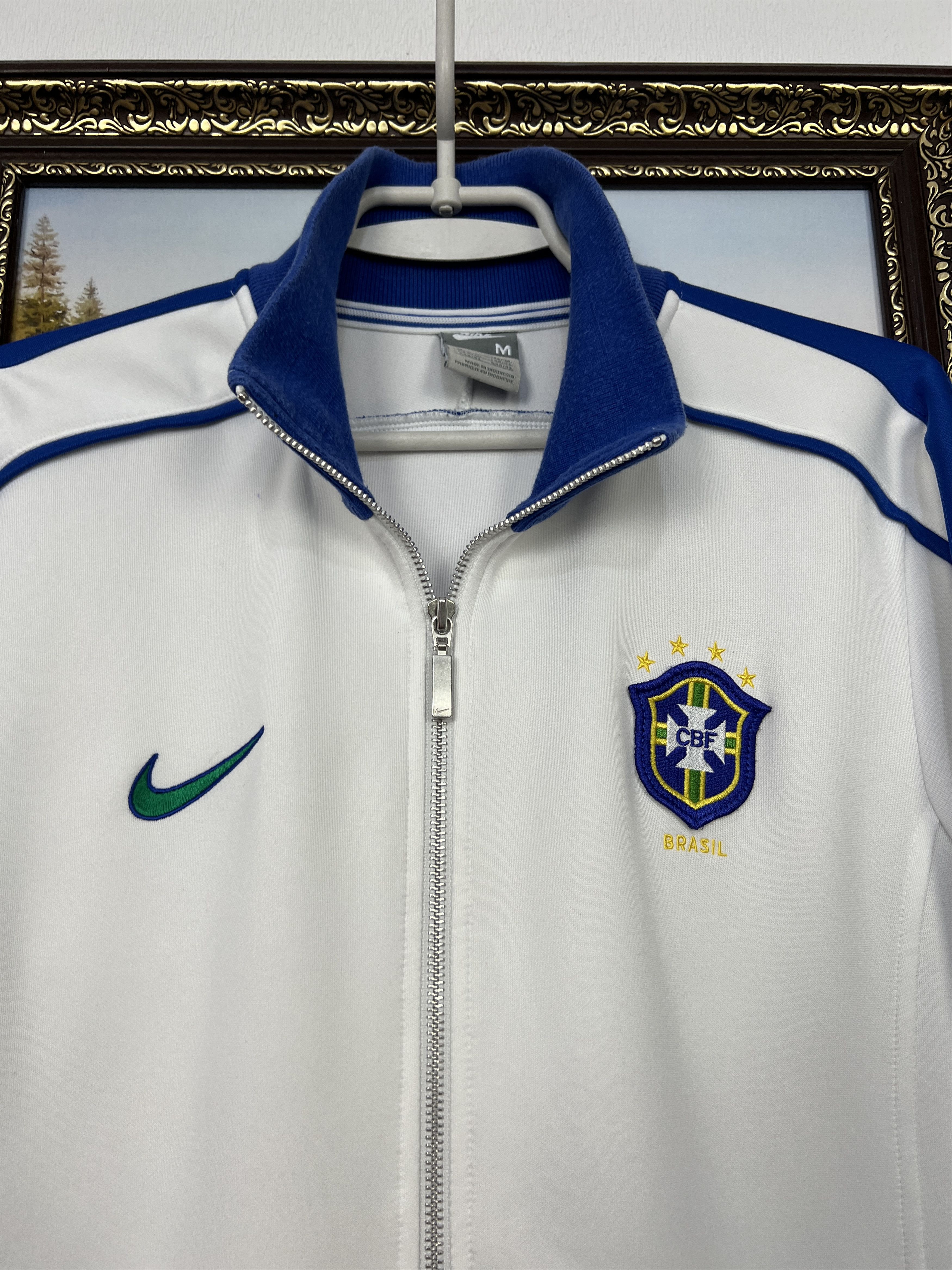 Nike Vintage Nike Brazil Football White Jacket Soccer Track Top Size US M / EU 48-50 / 2 - 3 Thumbnail