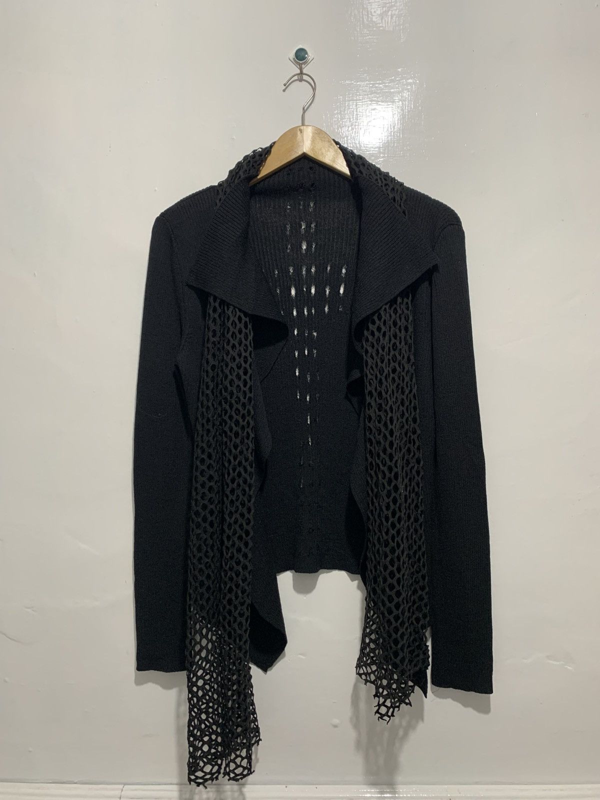 Japanese Brand Trussardi Cross Distressed Back Cardigan with Scarf Size M / US 6-8 / IT 42-44 - 2 Thumbnail