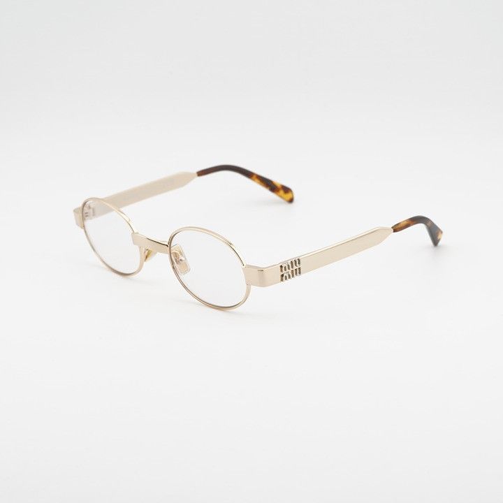 Miu Miu Miu Miu MUB51S 5AK10W Sunglasses Gold Oval Frame, Clear Size ONE SIZE - 1 Thumbnail