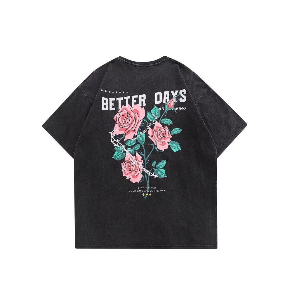 Japanese Brand × Vintage Rose print fashion trend loose washed distressed tee Size US M / EU 48-50 / 2 - 1 Thumbnail