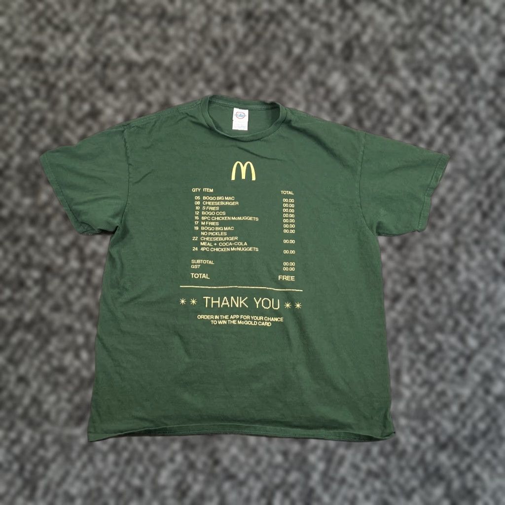 Vintage VINTAGE McDonald’s Gold Card Promotional T-Shirt XL Green McDonald’s Shirt Mens Short Sleeve Crew Neck Logo 1990s Size US XL / EU 56 / 4 - 1 Thumbnail
