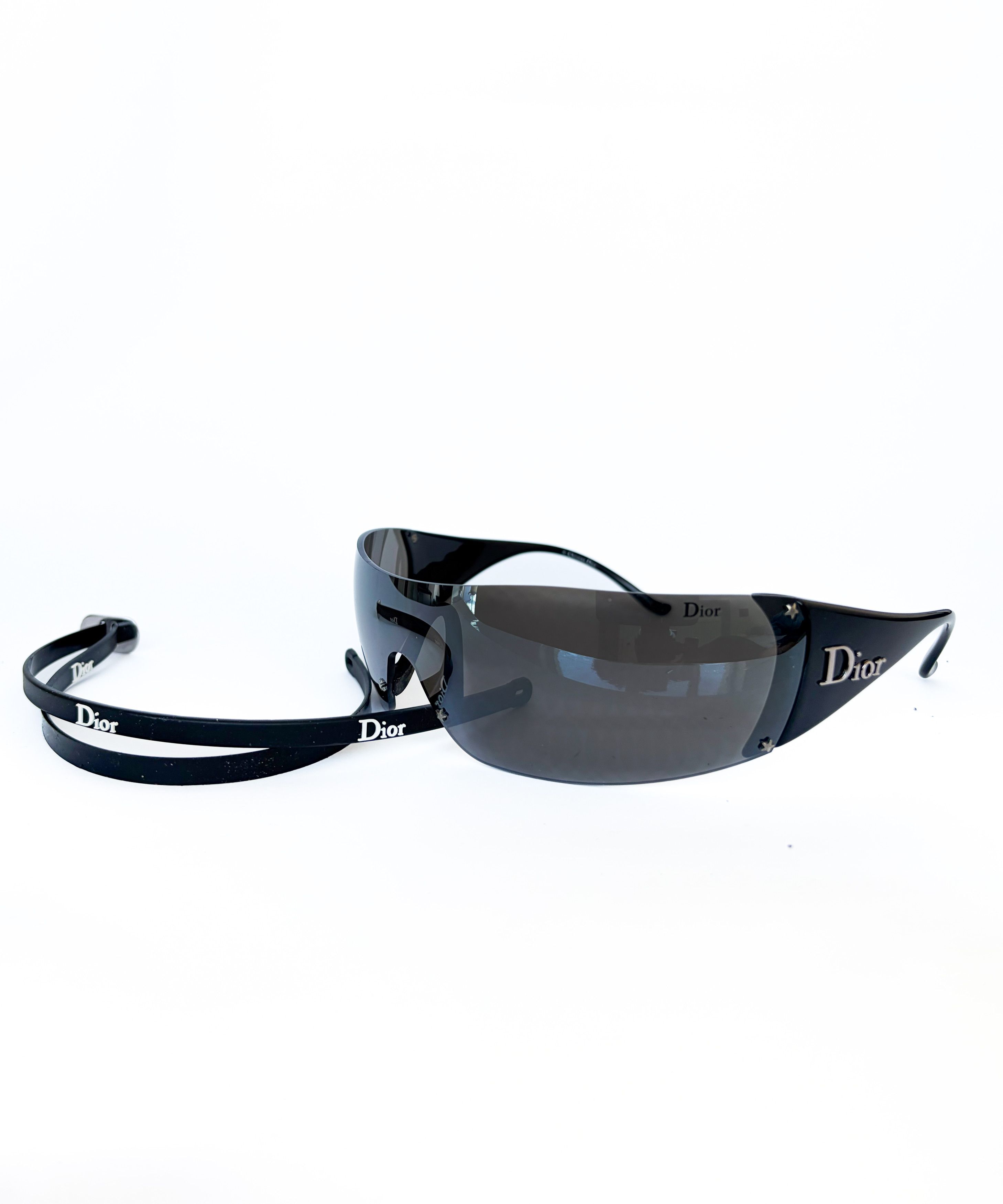 Dior 🔴 DIOR Sunglasses Ski 5 Black Shield Mask Wrap GALLIANO Size ONE SIZE - 8 Thumbnail