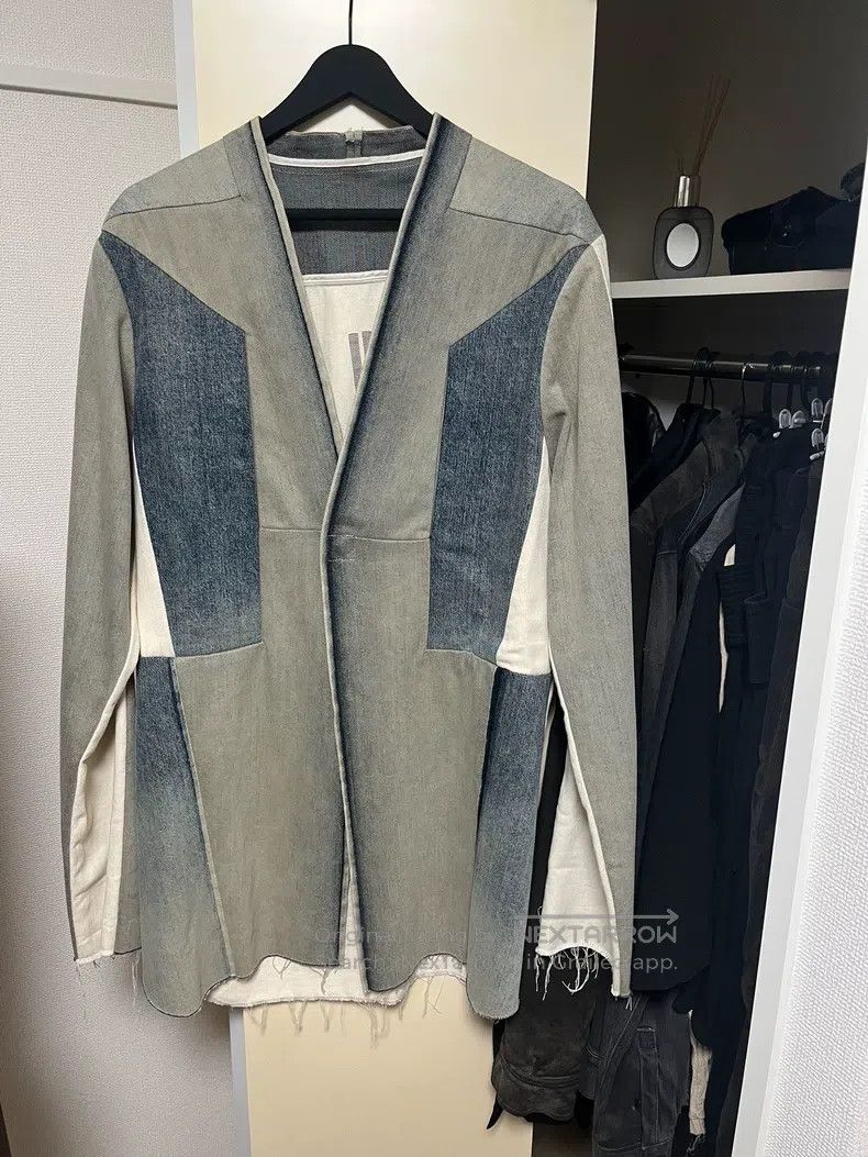 Rick Owens RICK OWENS Denim single-breasted collarless suit Size US L / EU 52-54 / 3 - 1 Thumbnail