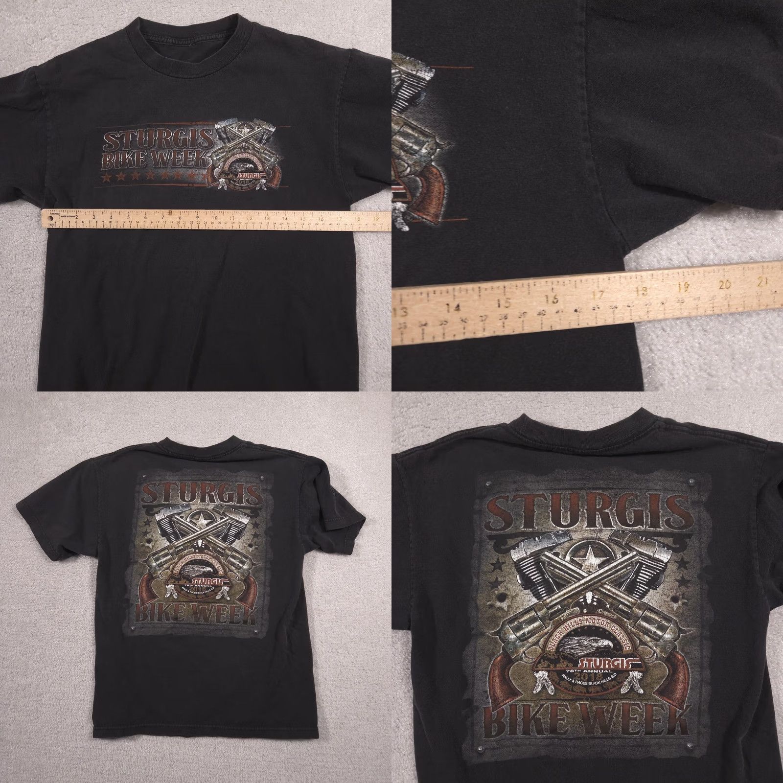 Vintage Sturgis Bike Week Shirt Mens Small Black 75th Anniversary Graphic Tee Biker Size US S / EU 44-46 / 1 - 8 Thumbnail