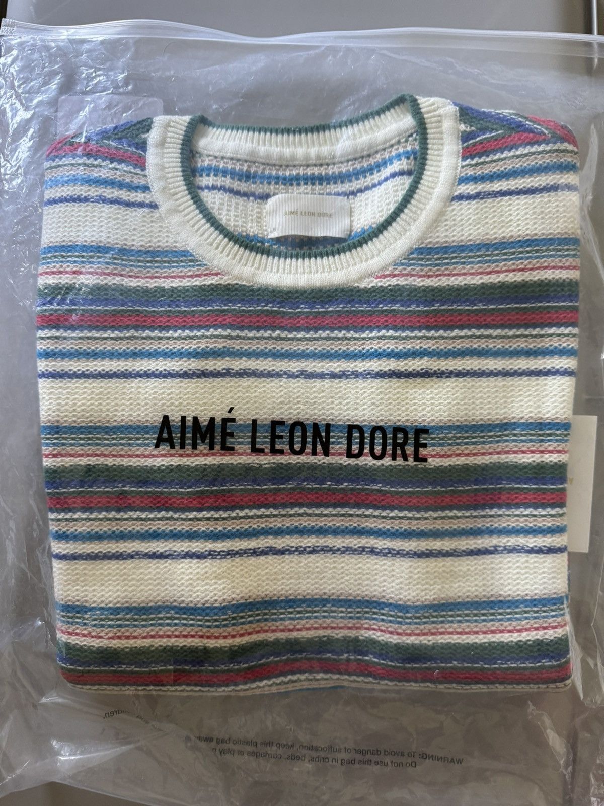 Pre-owned Aimé Leon Dore Striped Sweater Tee Multicolor Small Ss24 Nwt