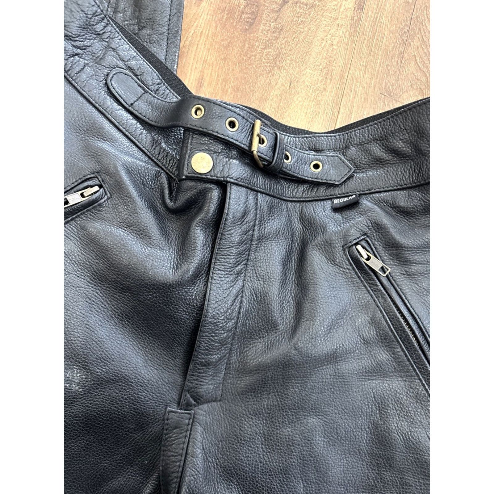 Vintage VINTAGE Wicked Stock Leather Pants Biker Motorcycle Lined 5-Pocket Mens XL Black Size US 36 / EU 52 - 2 Thumbnail