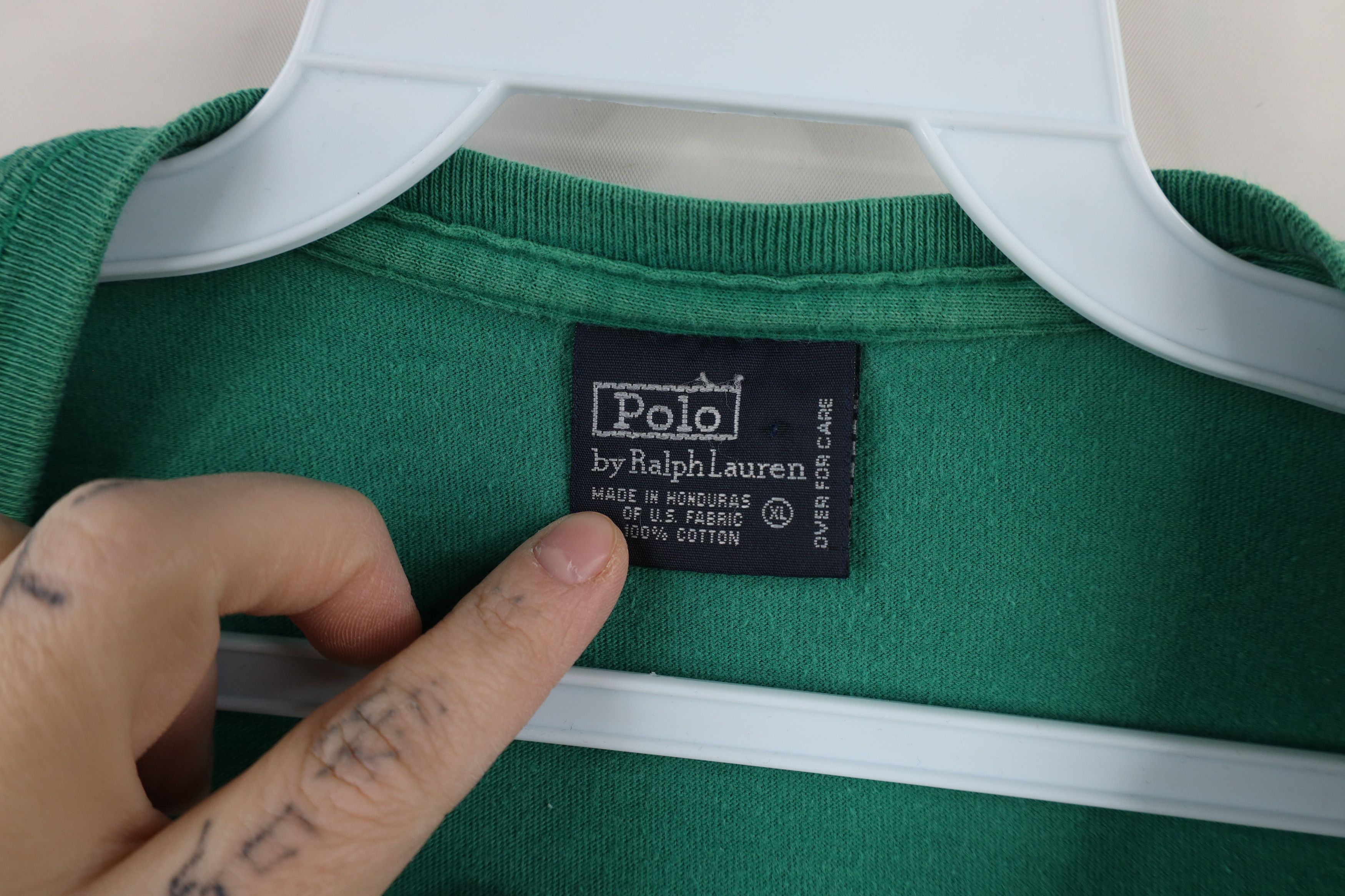 Ralph Lauren × Vintage Vintage 90s Ralph Lauren Short Sleeve Pocket T-Shirt Green Size US XL / EU 56 / 4 - 10 Thumbnail