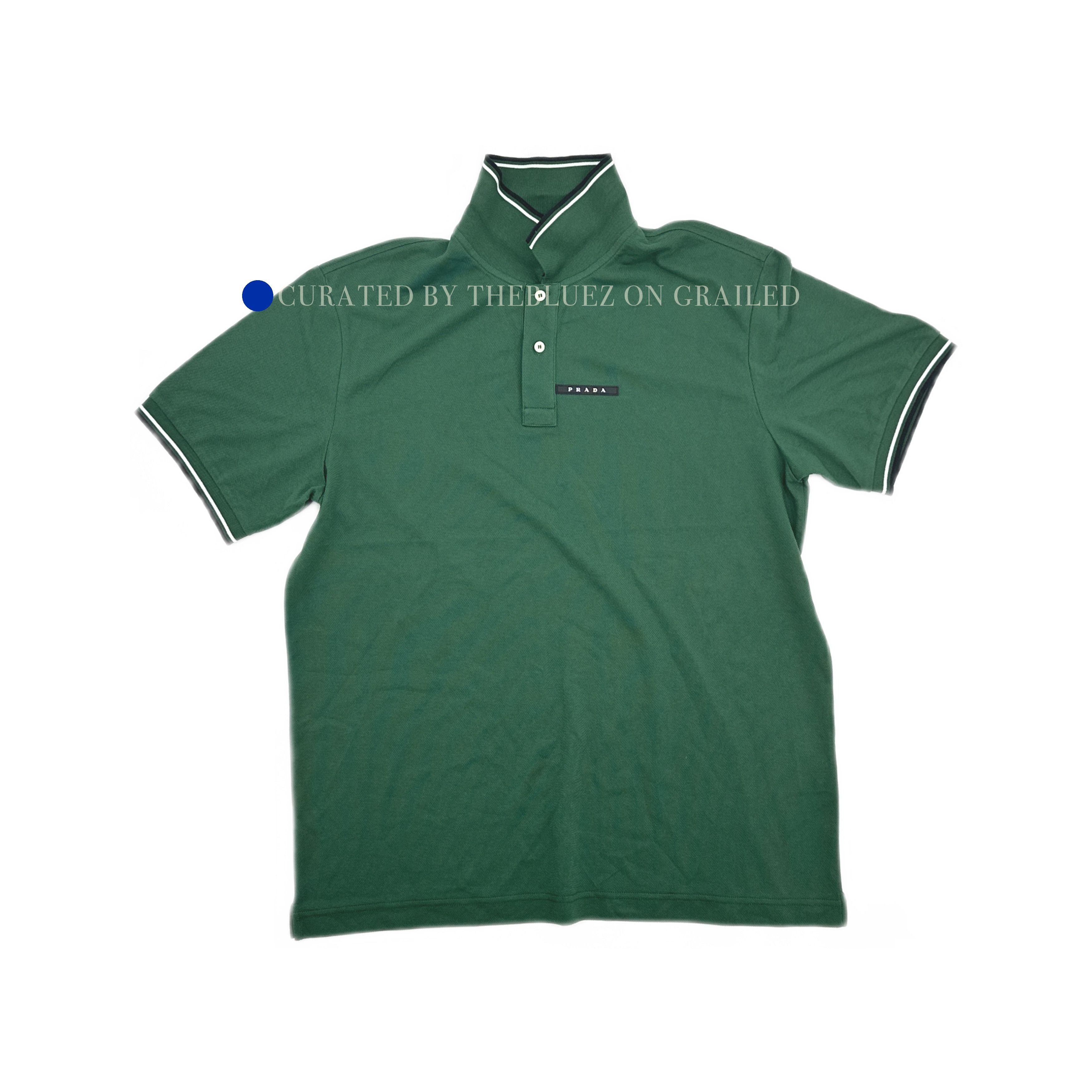 Prada Green Polo Shirt with Logo Trim Size US XXL / EU 58 / 5 - 1 Thumbnail
