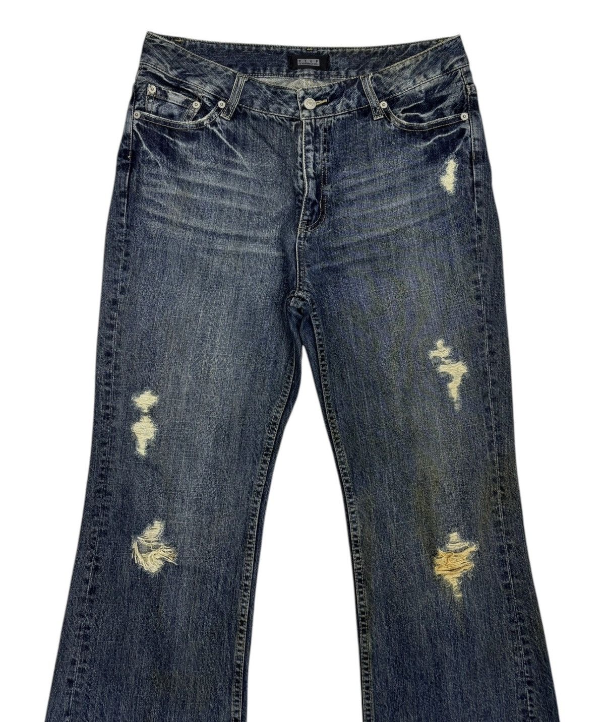 If Six Was Nine × Japanese Brand × Le Grande Bleu (L.G.B.) 💥FLARE BAGGY JEANS 90s FTOF DISTRESSED DENIM JEANS Size US 32 / EU 48 - 5 Thumbnail