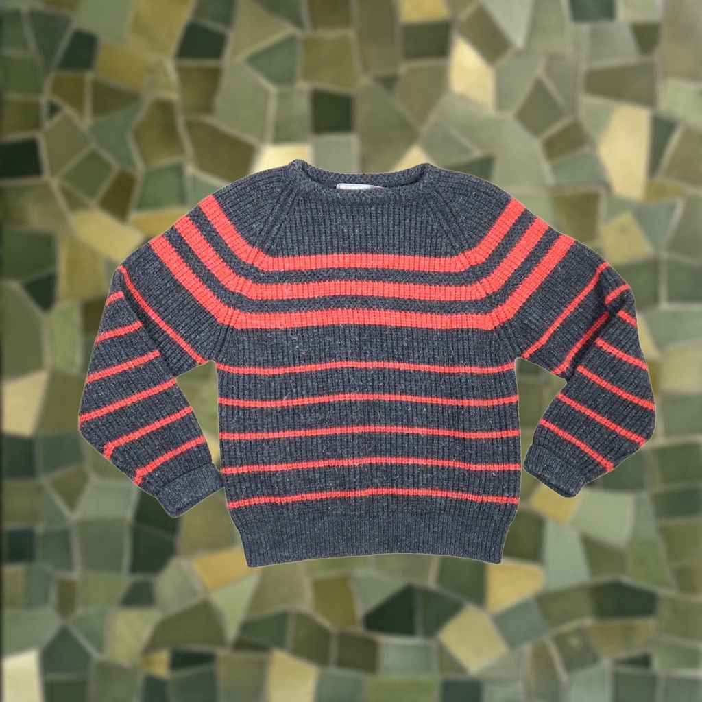 Loft VINTAGE loft & brownstone Sweater Mens L Gray 90s grey and red stripe wool blend knit Men Size US L / EU 52-54 / 3 - 1 Thumbnail