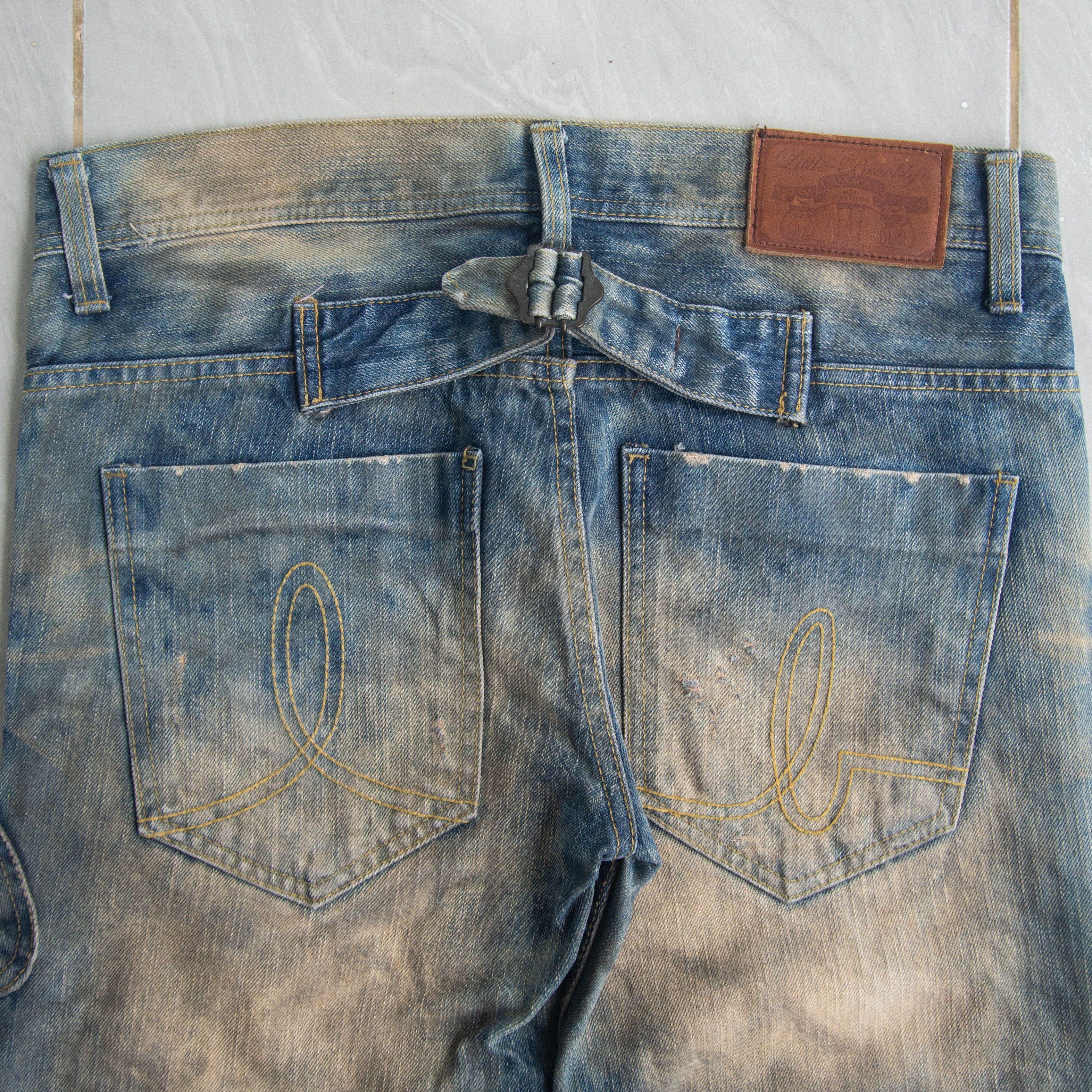 Japanese Brand SICK🔥Thrashed Cargo Denim Stone Wash LITTLE BROKLYN Size US 32 / EU 48 - 6 Thumbnail