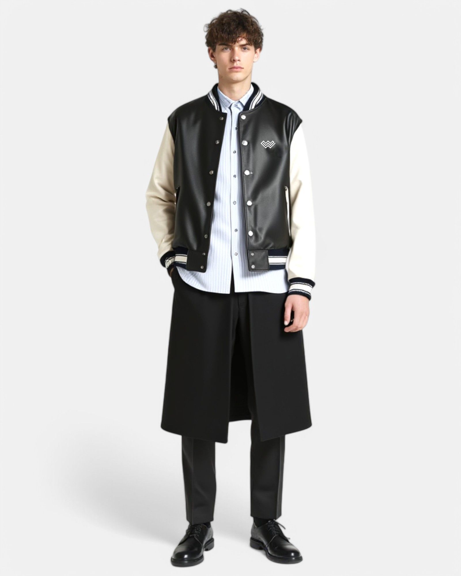Vintage Wleti Varsity Vegan Leather Jacket–Cream Sleeves|Unisex Fit Size US M / EU 48-50 / 2 - 4 Thumbnail