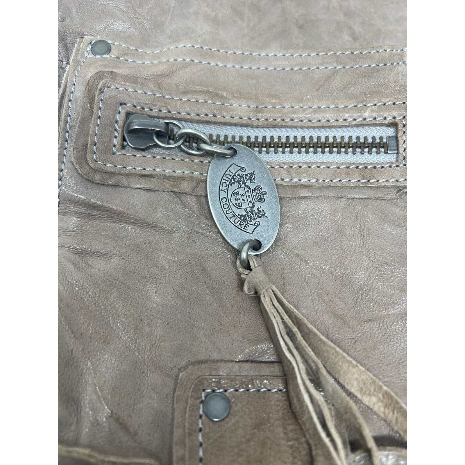 Juicy Couture Juicy Couture Messenger Bag Womens Tan Lamb Leather Tassel Size ONE SIZE - 3 Thumbnail