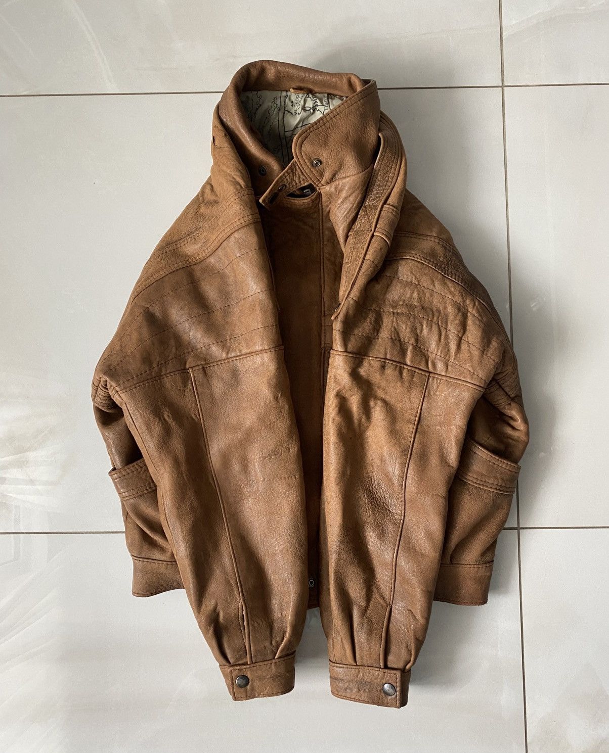 Genuine Leather Vintage Faded Leather Jacket Cropped Fit Made In England Size US M / EU 48-50 / 2 - 3 Thumbnail