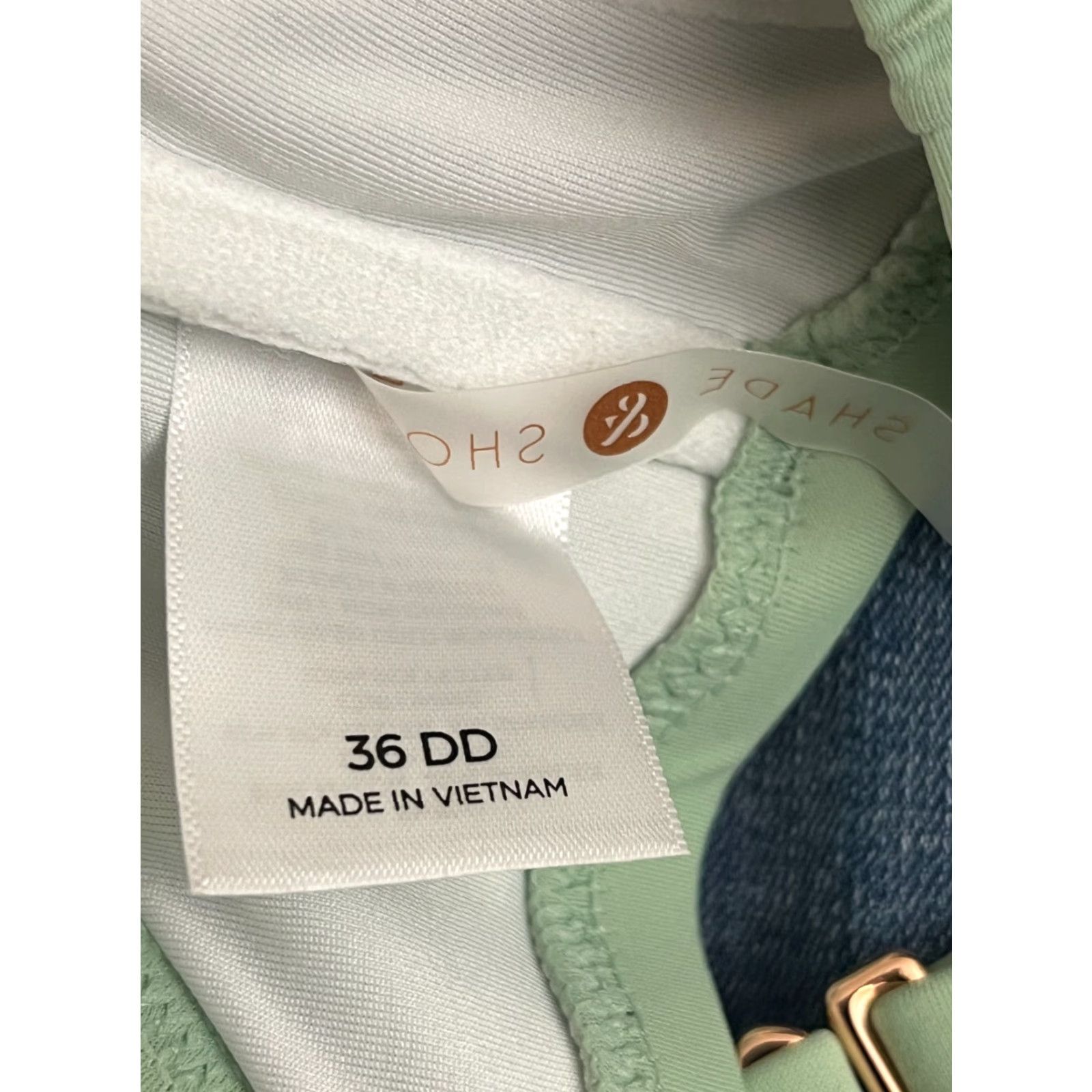 Vintage Shade & Shore Green Front Tie Halter Bikini Top DD 36 Green Padded Lined Stretch Women Adult 36DD Beach Swim Top Size XS / US 0-2 / IT 36-38 - 5 Thumbnail