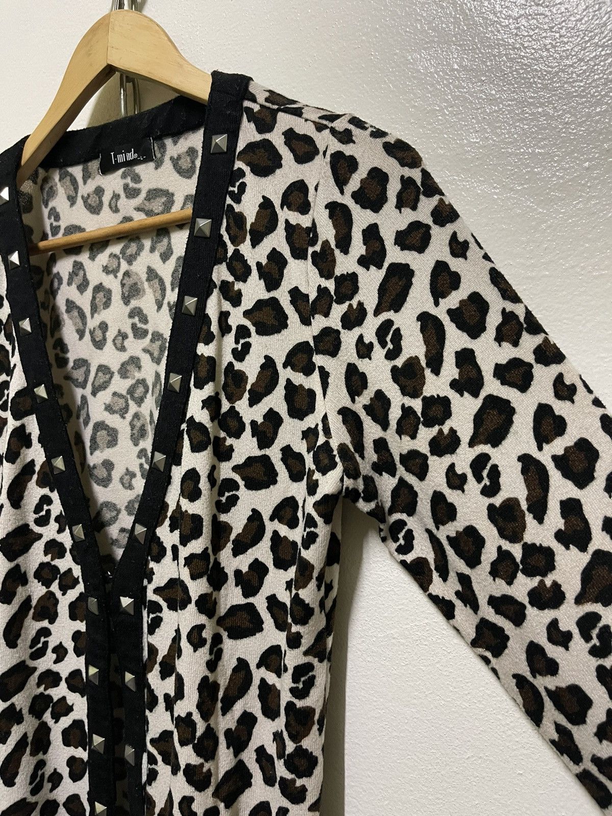 Japanese Brand T Mind Leopard Printed Cardigan Studded Size L / US 10 / IT 46 - 7 Thumbnail