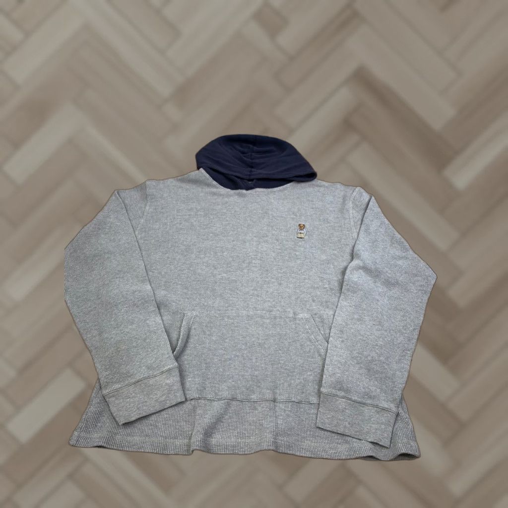 Polo Ralph Lauren VINTAGE Polo Ralph Lauren Hoodie Mens XL Waffle Knit Pullover Thermal 12019 Gray Cotton Knit Crew Neck Size US XL / EU 56 / 4 - 1 Thumbnail