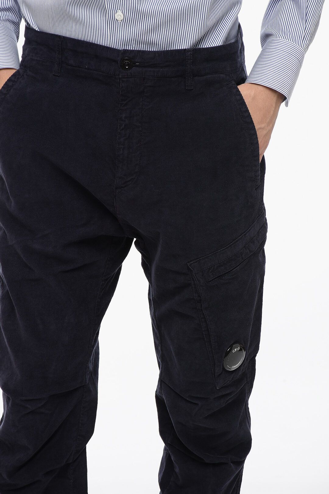 C.P. Company og1mm1024 Corduroy Cargo Pant in Black Size US 34 / EU 50 - 3 Thumbnail