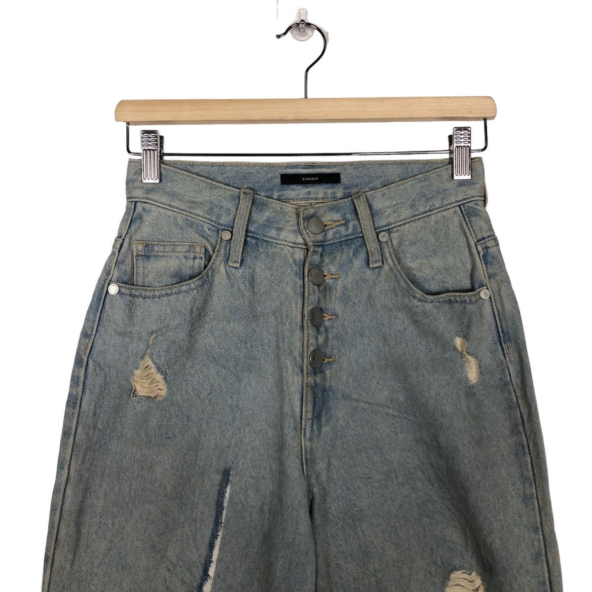 Japanese Brand 🔥RARE OVERSIZED CUT DISTRESSED DENIM EMODA ISSEY MIYAKE Size US 26 / EU 42 - 3 Thumbnail