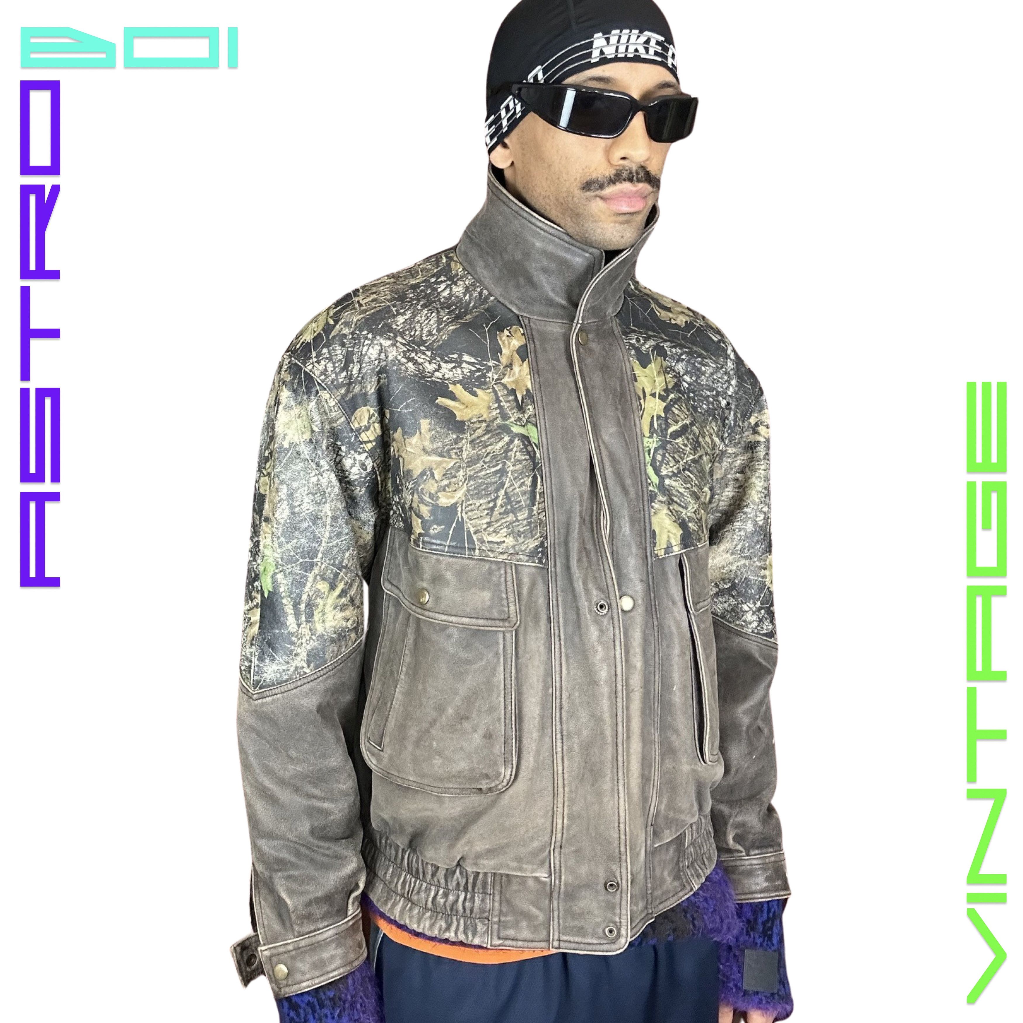 Other WEBER Brown Real Tree Camo Leather Bomber Jacket - Large Size US L / EU 52-54 / 3 - 14 Thumbnail